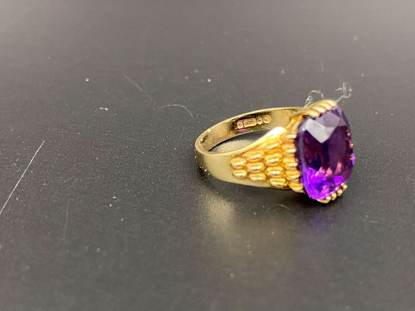 <p>An Amethyst set 9ct gold ring</p>