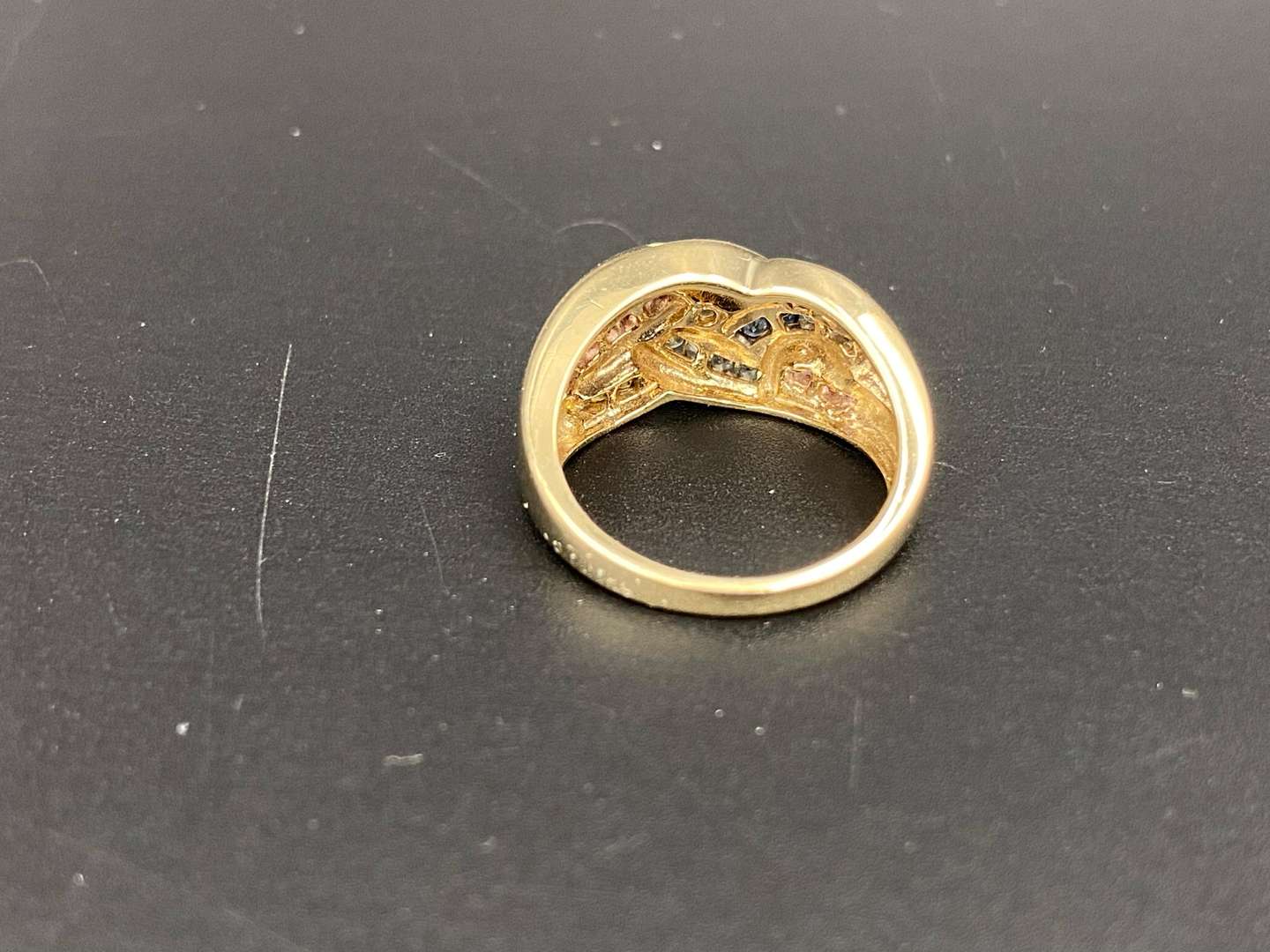 <p>Ruby & Sapphire 9ct yellow gold ring</p>