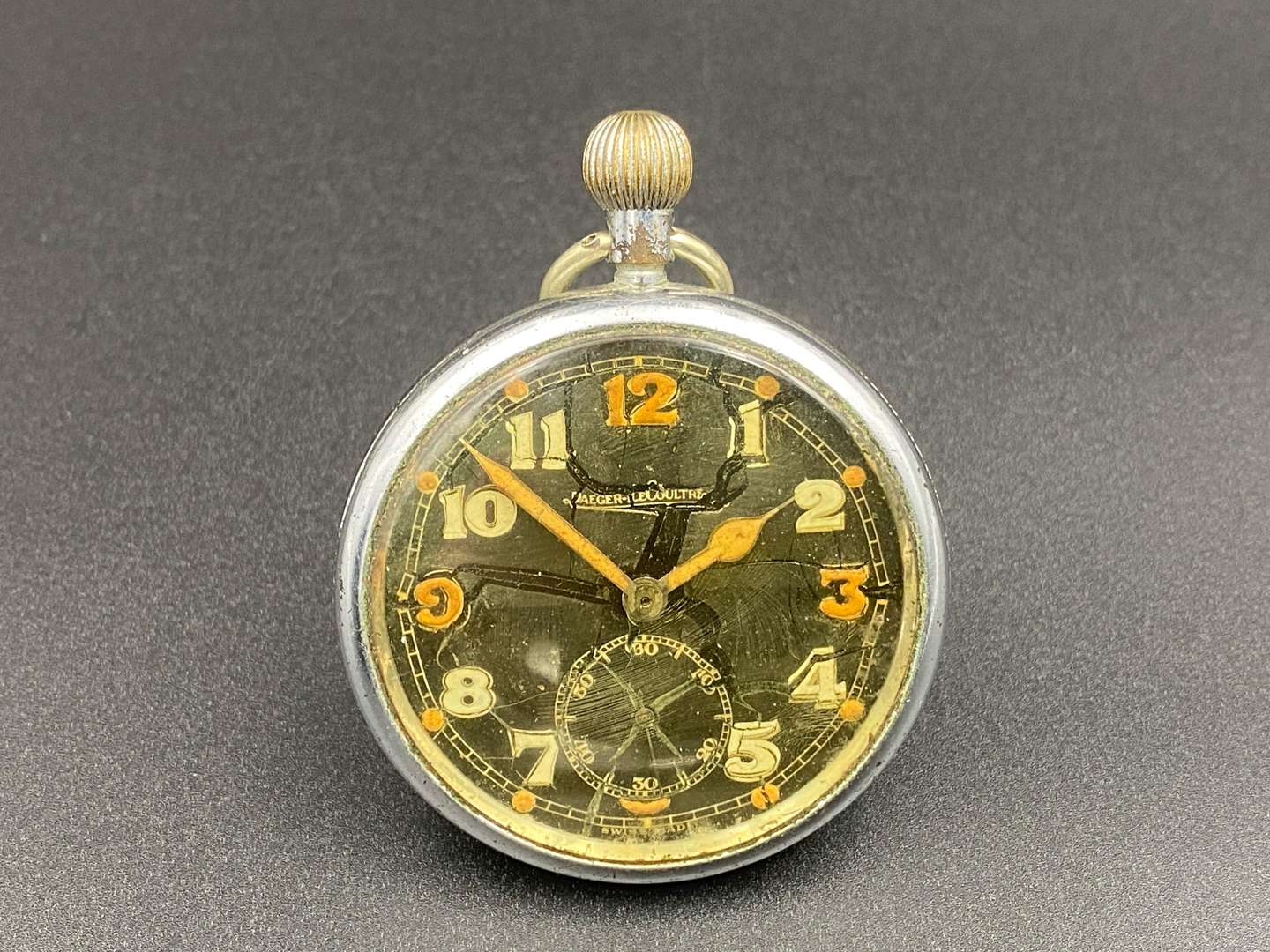 <p>JAEGER-LE COULTRE, mid 20th century, chrome plated, Government Issue pocket watch, GSTP, F010185,</p>