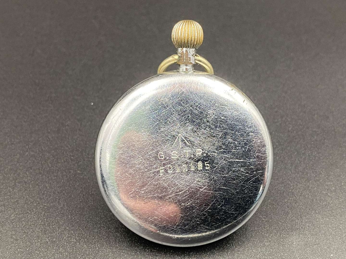 <p>JAEGER-LE COULTRE, mid 20th century, chrome plated, Government Issue pocket watch, GSTP, F010185,</p>