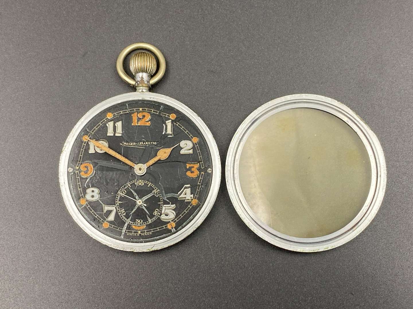 <p>JAEGER-LE COULTRE, mid 20th century, chrome plated, Government Issue pocket watch, GSTP, F010185,</p>