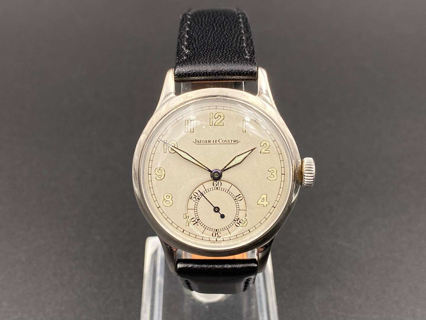 <p>JAEGER-LE COULTRE, mid 20th century stainless steel wrtistwatch, 306425,</p>