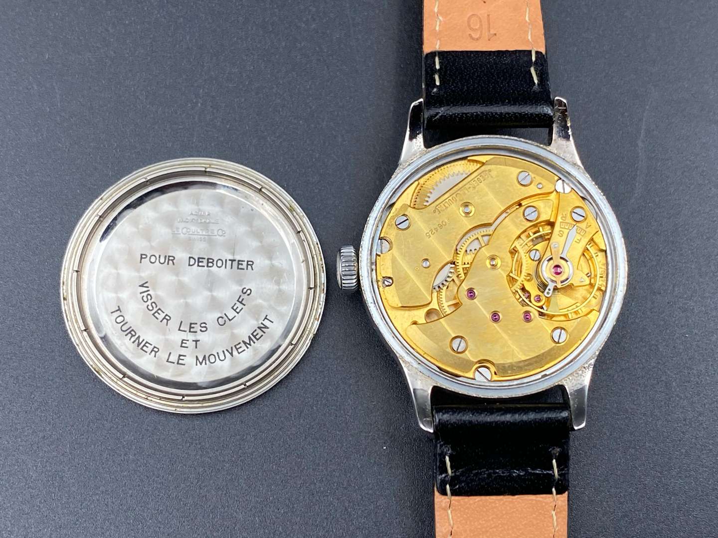 <p>JAEGER-LE COULTRE, mid 20th century stainless steel wrtistwatch, 306425,</p>