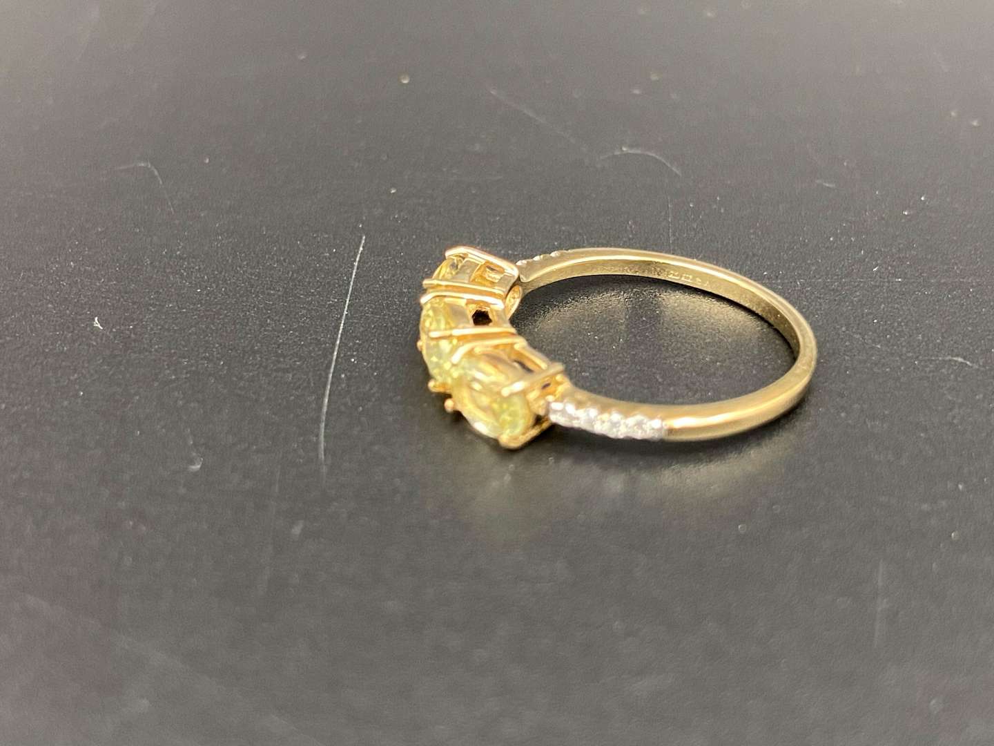 <p>A Lemon Quartz and Diamond set, 9ct gold ring,</p>