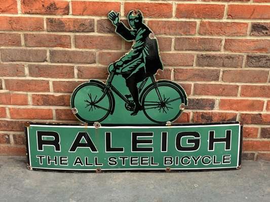 Old Raleigh Sign Raleigh The All Steel Bicycle Enamel Sign | Sat 14th June Automobilia ...