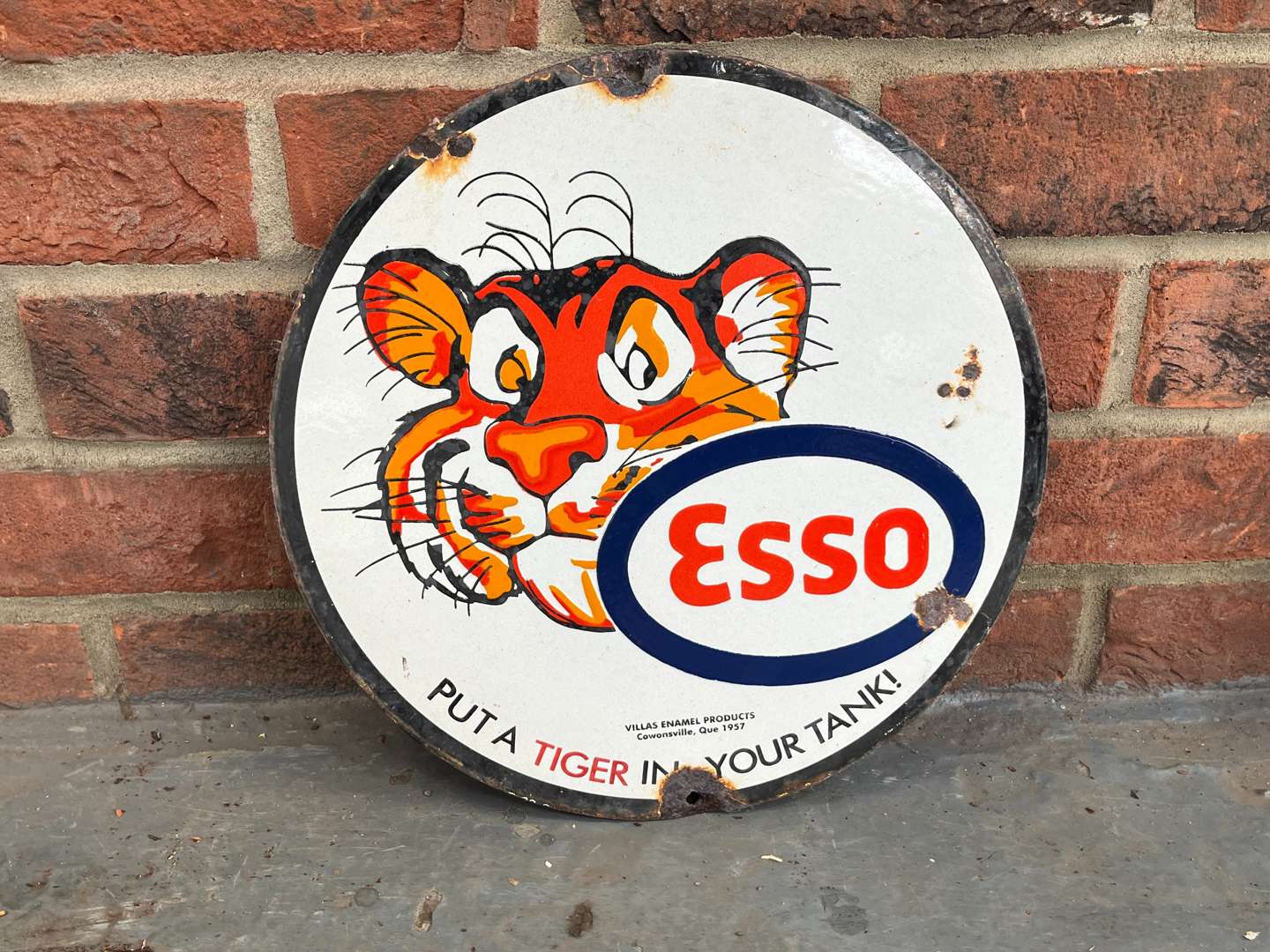 <p>Esso “Put A Tiger In Your Tank” Small Enamel Sign</p>