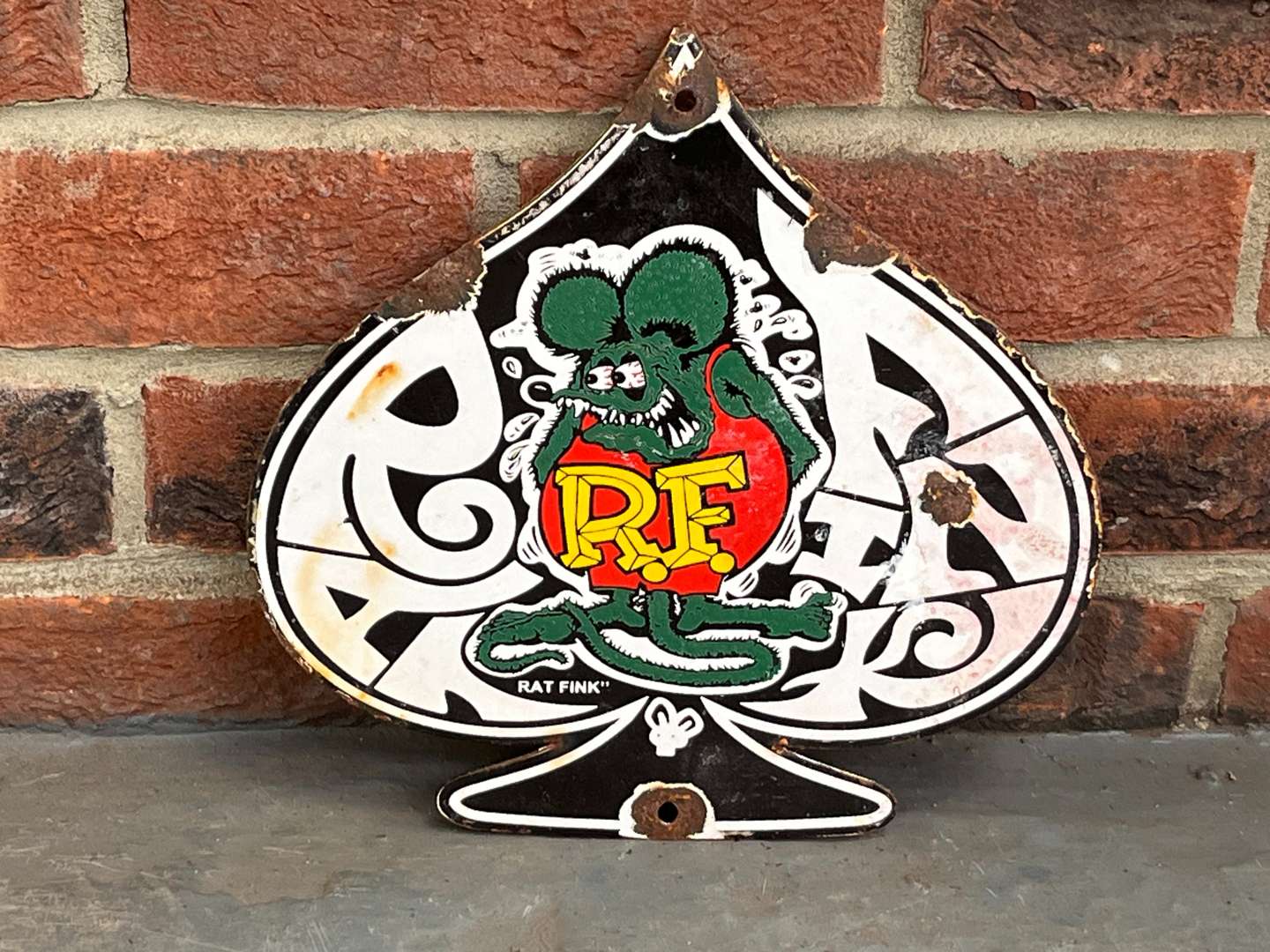 <p>Rat Fink Small Enamel Sign</p>
