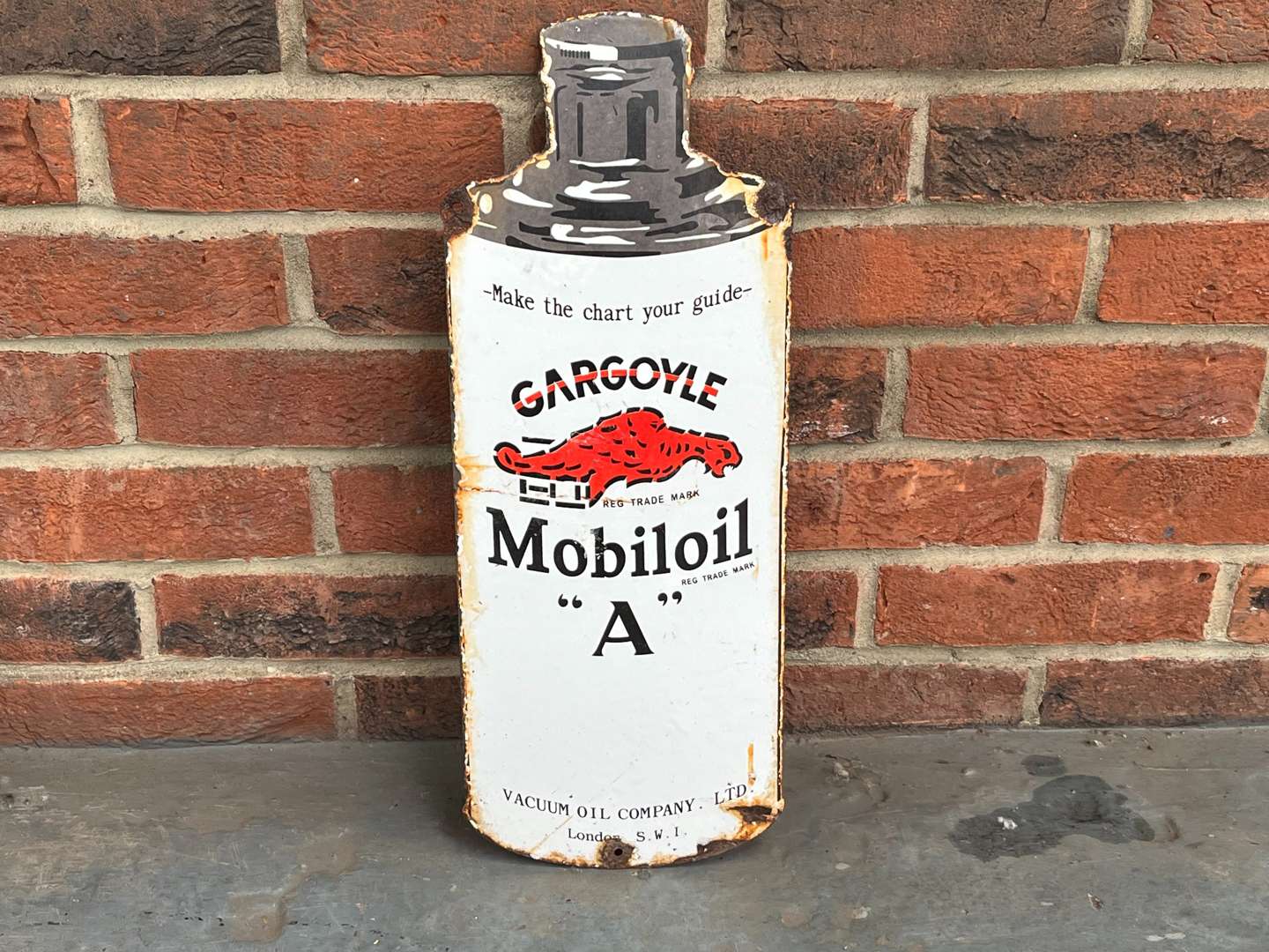 <p>Gargoyle Mobiloil “A” Canister Enamel Sign</p>