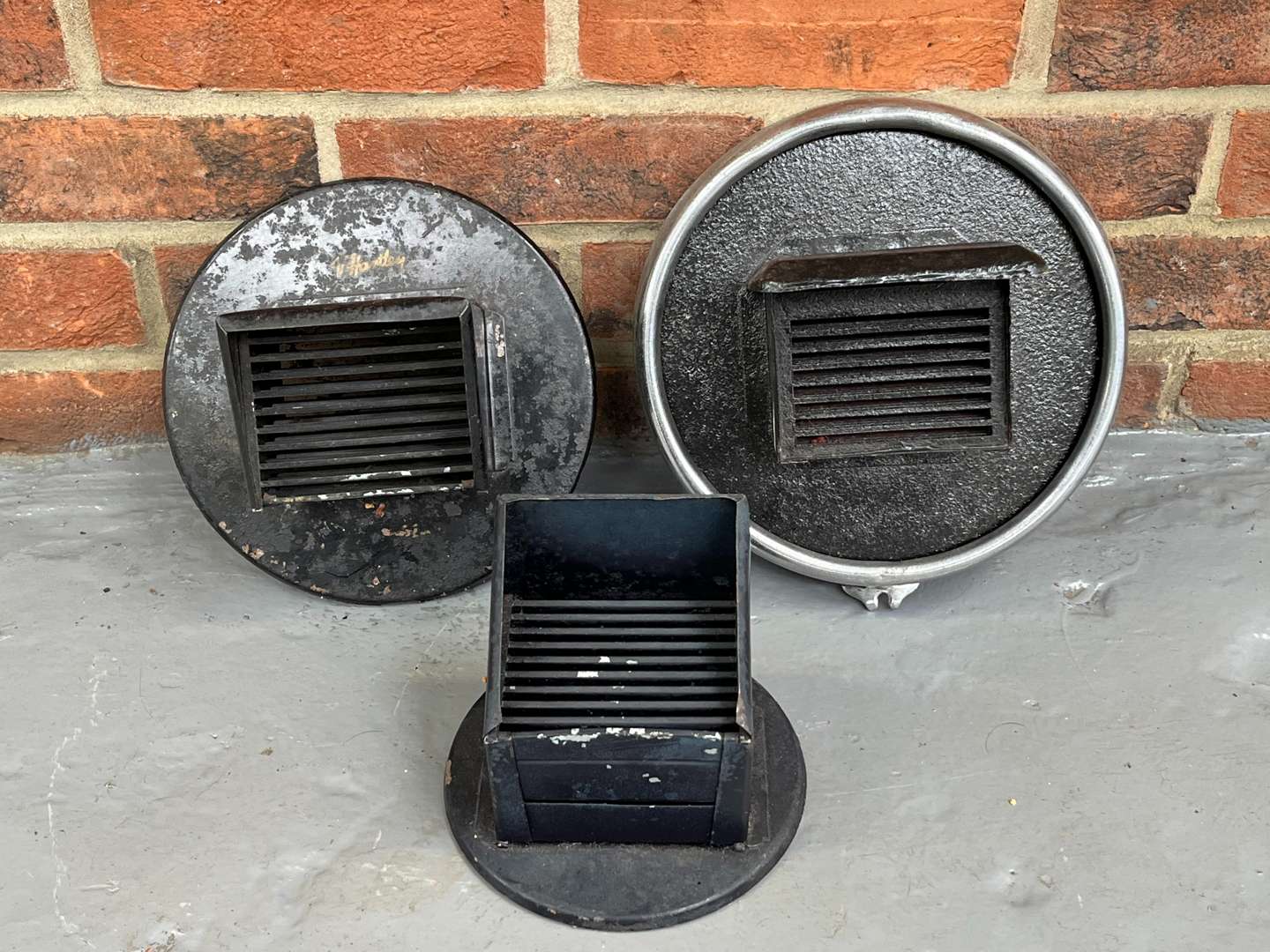 <p>Three WWII Black Out Headlight Covers</p>