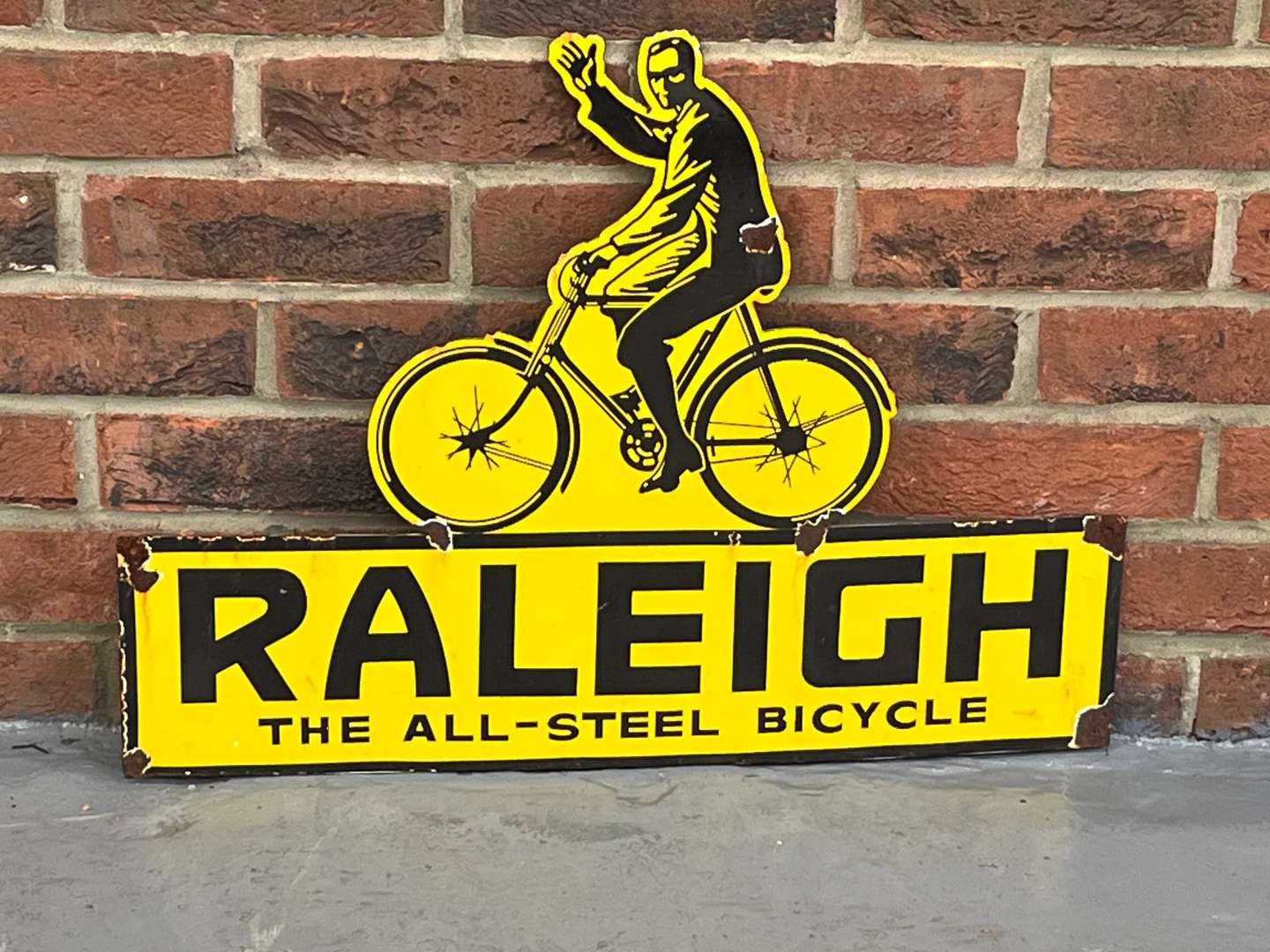 <p>Raleigh “The All Steel Bicycle ”Enamel Sign</p>