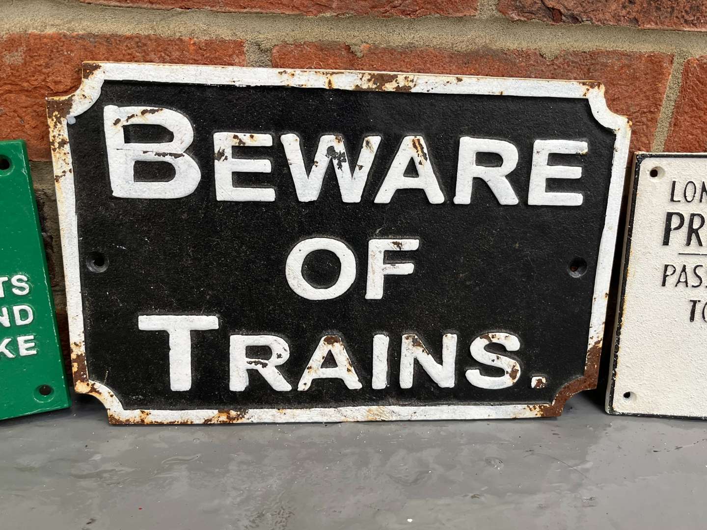 <p>Three Cast Iron Railways Signs</p>