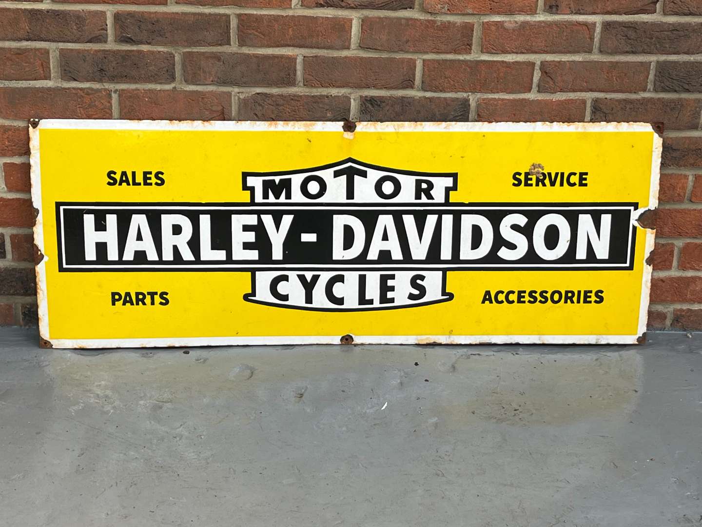<p>Harley Davidson Motorcycles Enamel Sign</p>
