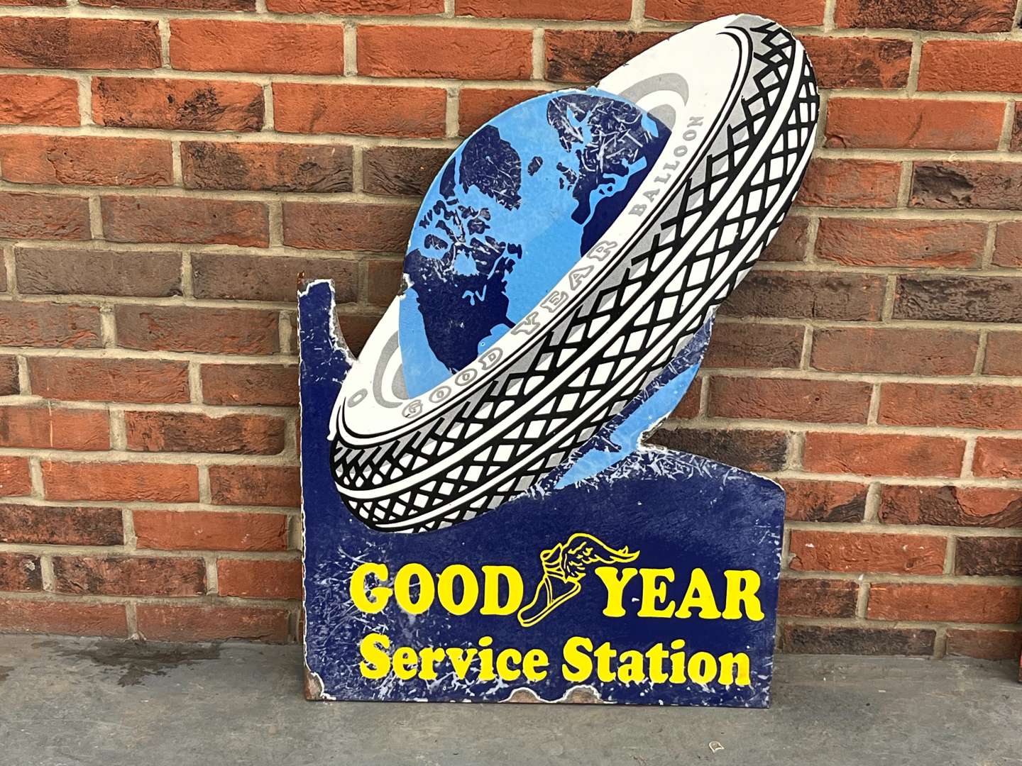 <p>Goodyear Service Station Enamel Flange Sign</p>