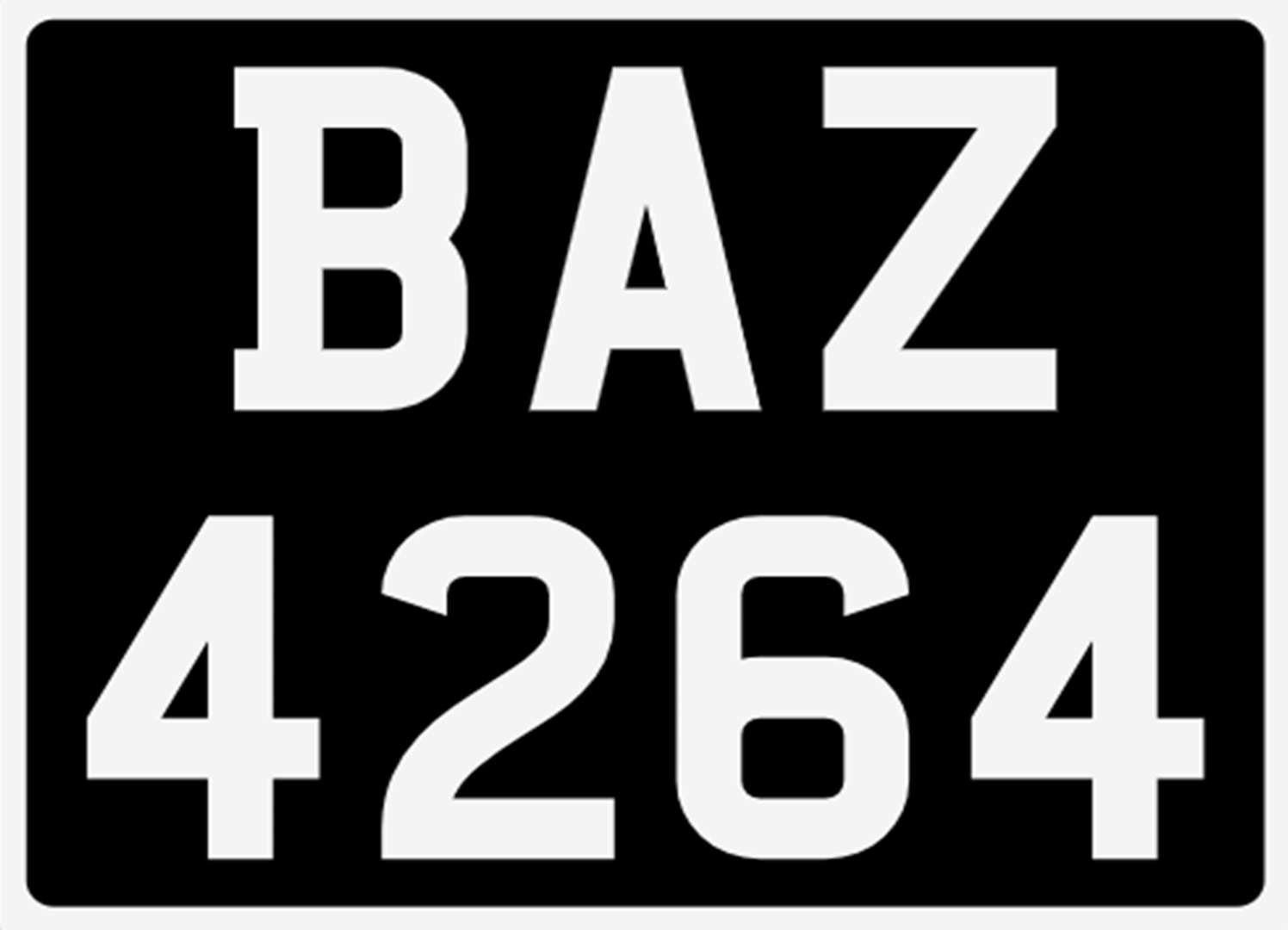 <p>&nbsp; BAZ 4264 Registration Number&nbsp;</p>