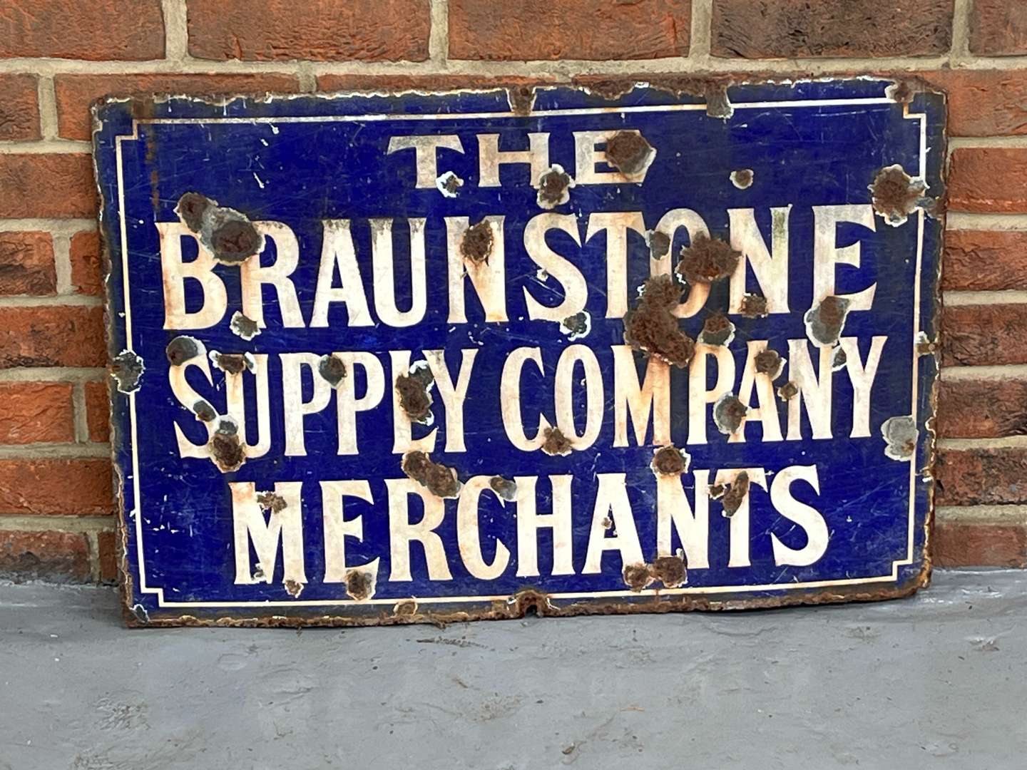<p>The Braunstone Supply Company Merchants Enamel Sign</p>