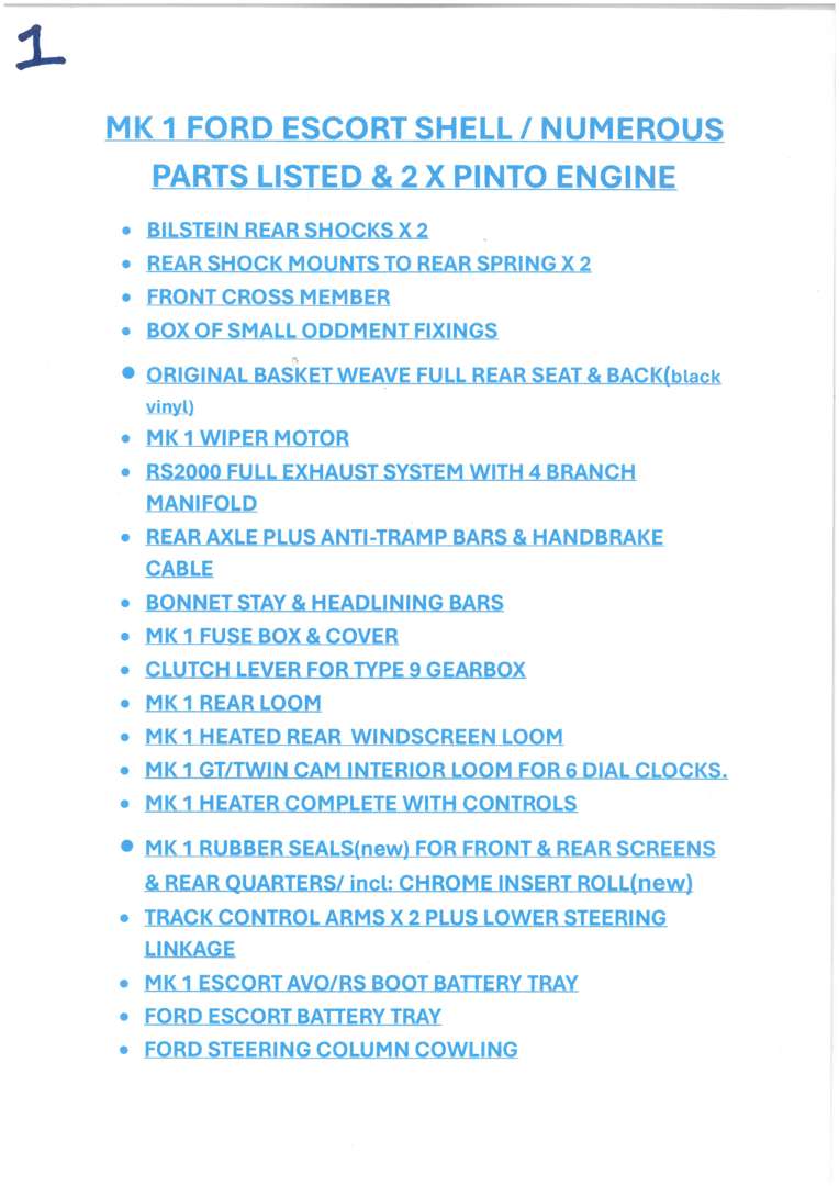 <p>1969 FORD ESCORT MK1 SHELL</p>