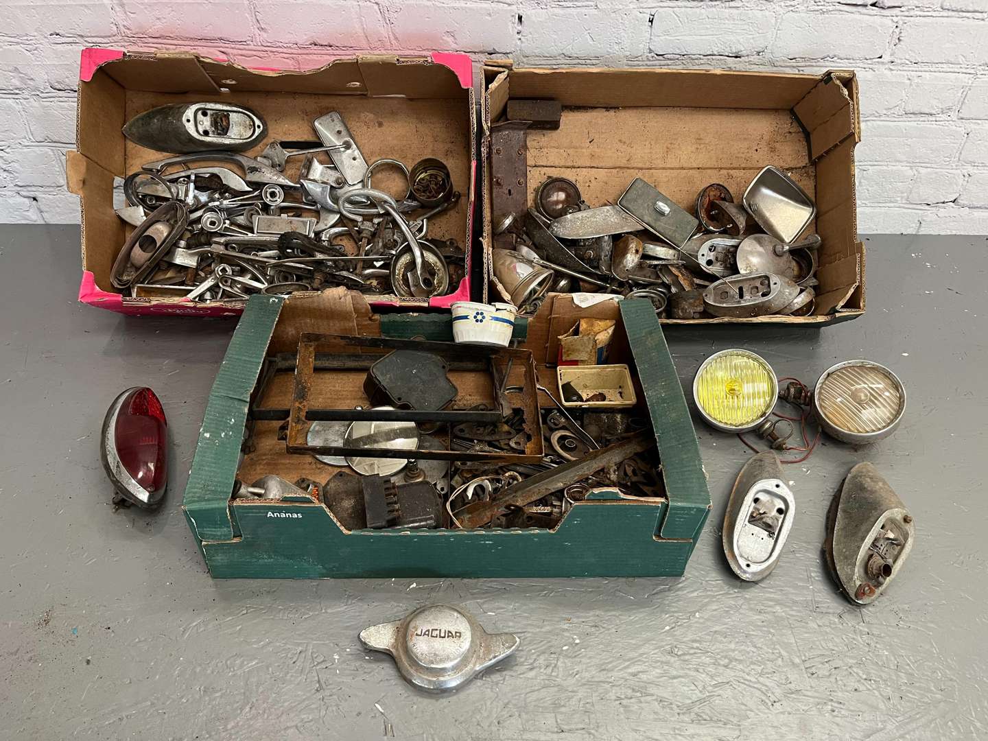 <p>Three Boxes Classic Jaguar Spares</p>