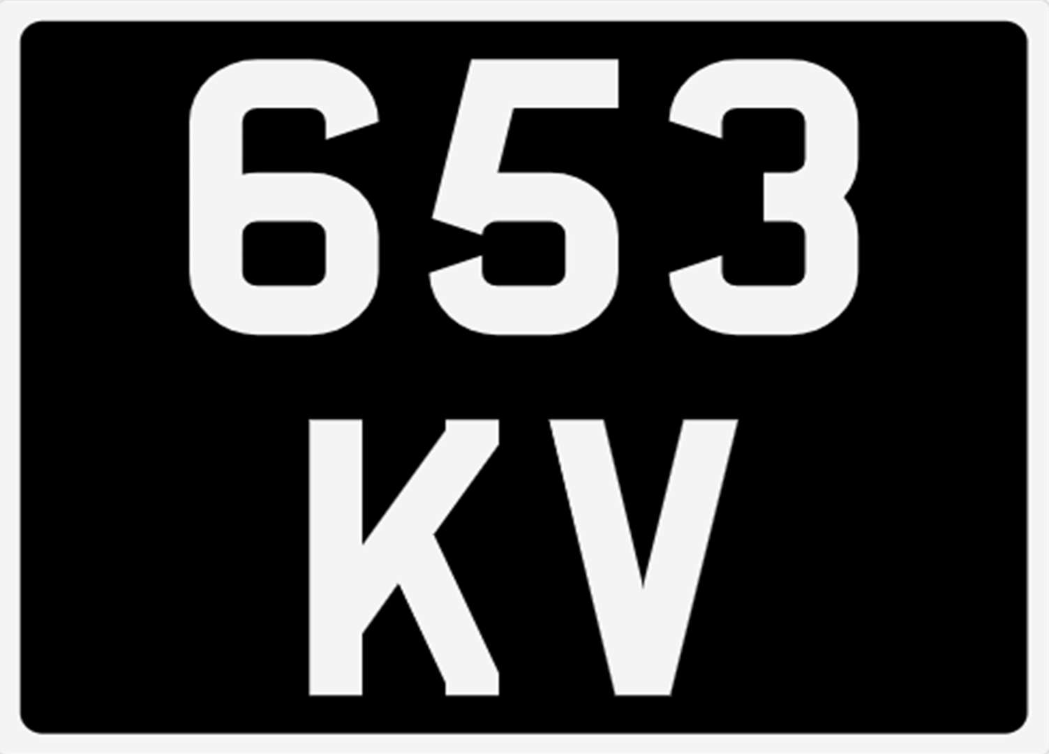 <p>&nbsp; 653 KV Registration Number&nbsp;</p>