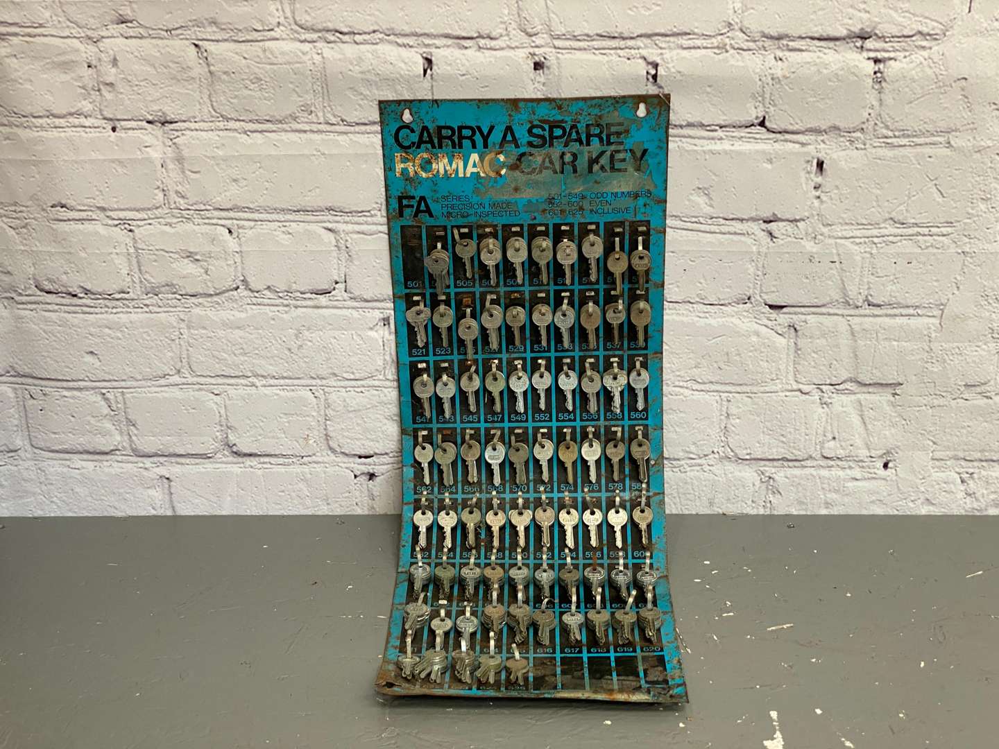 <p>ROMAC, Carry A Spare Key, FA key board, 501-549 odd, 552-600 even, 601-625 inclusive key board,</p>