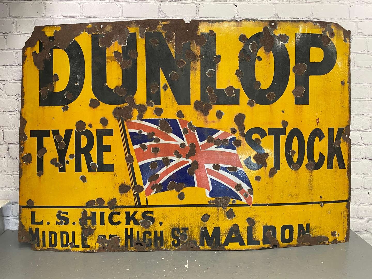 <p>Dunlop, a mid 20th century large, steel and enamel sign,</p>
