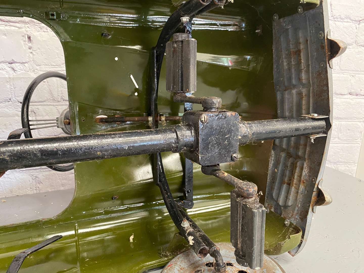 <p>Tri-ang, a mid 20th century pressed steel pedal car,&nbsp;</p>