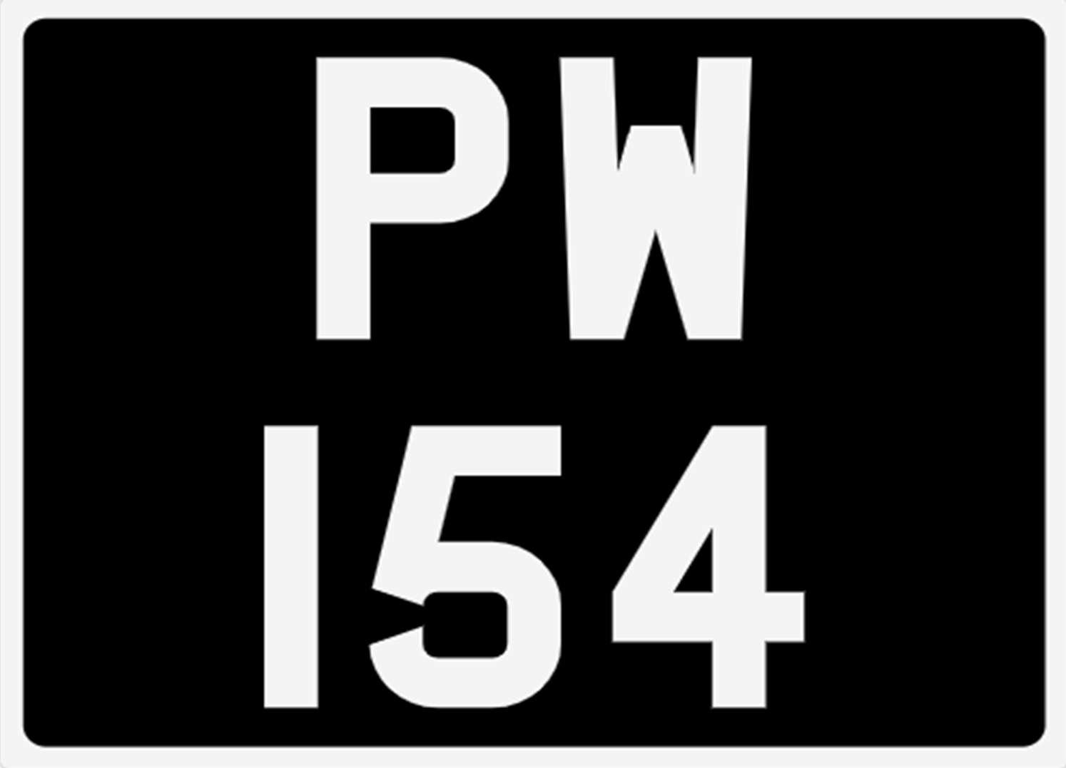<p>&nbsp; PW 154 Registration Number&nbsp;</p>