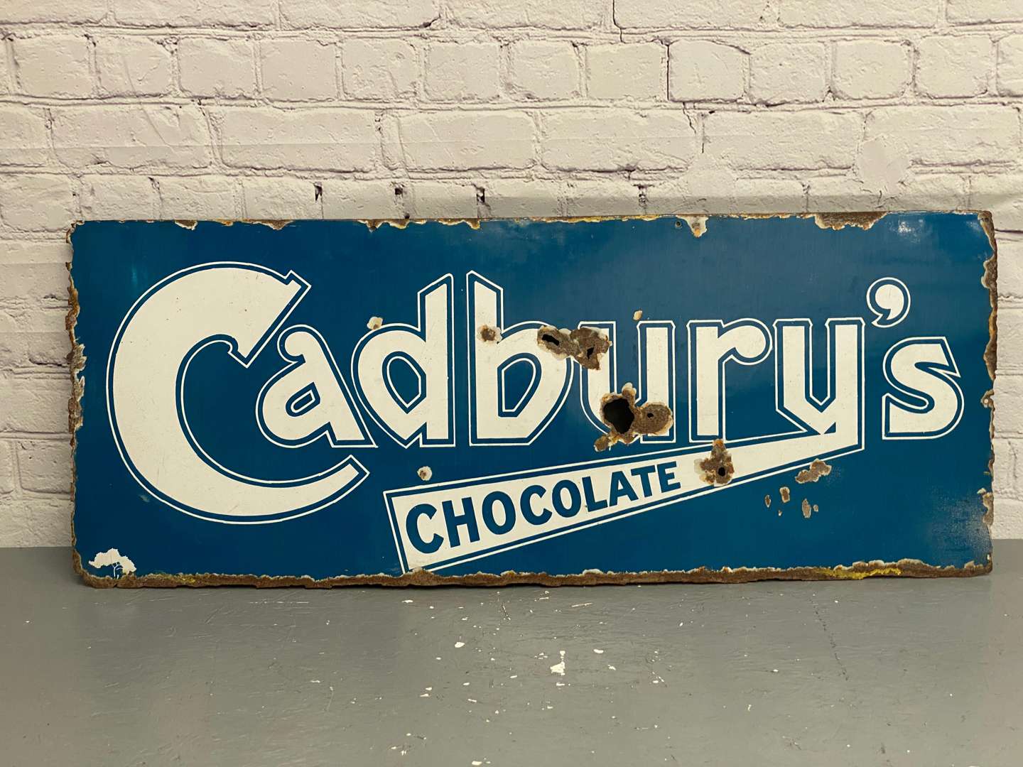 <p>Cadbury's Chocolate, a 1940's steel and enamel sign,</p>
