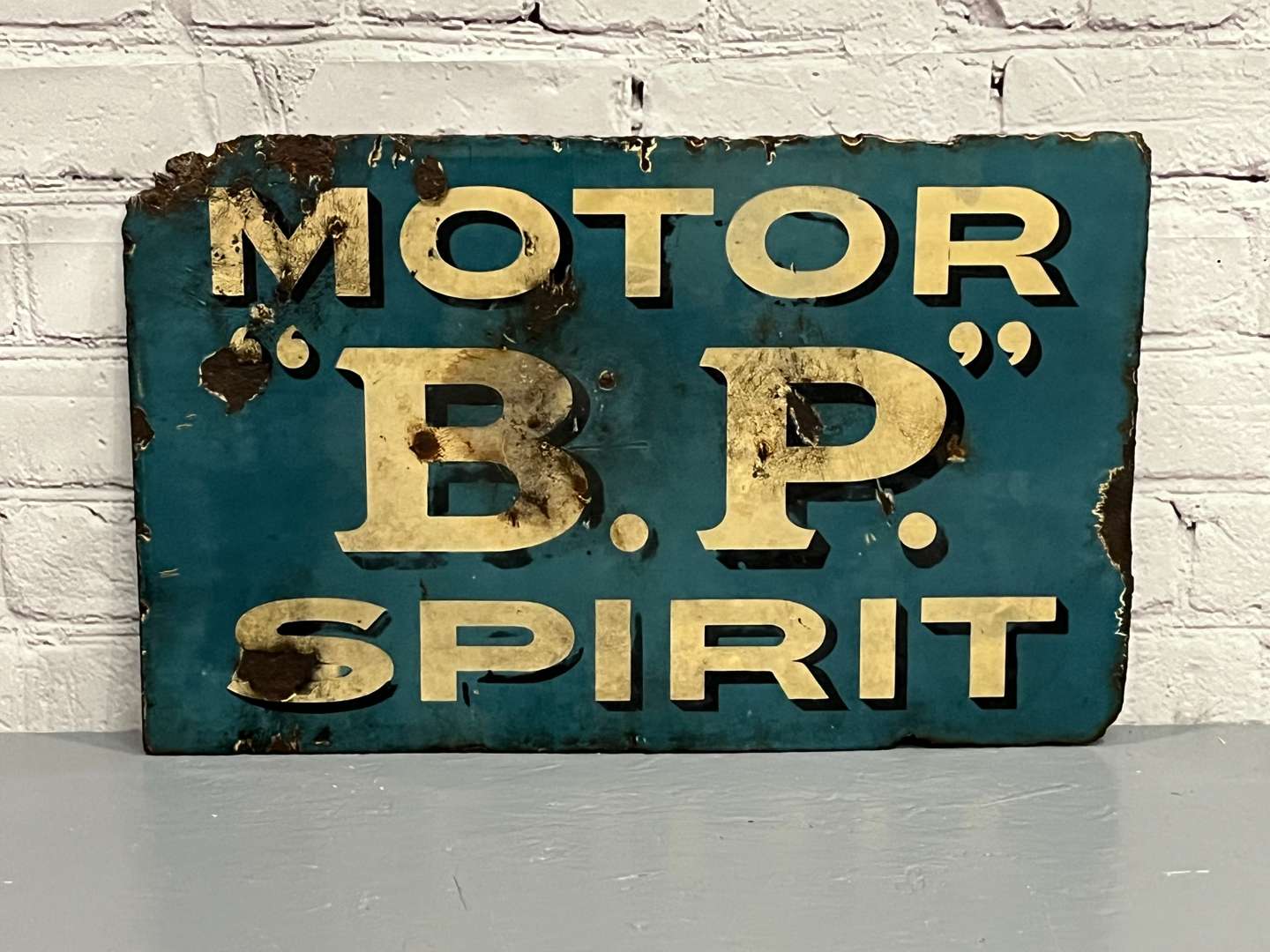 <p>BP Motor Spirit Double Sided Enamel Sign</p>