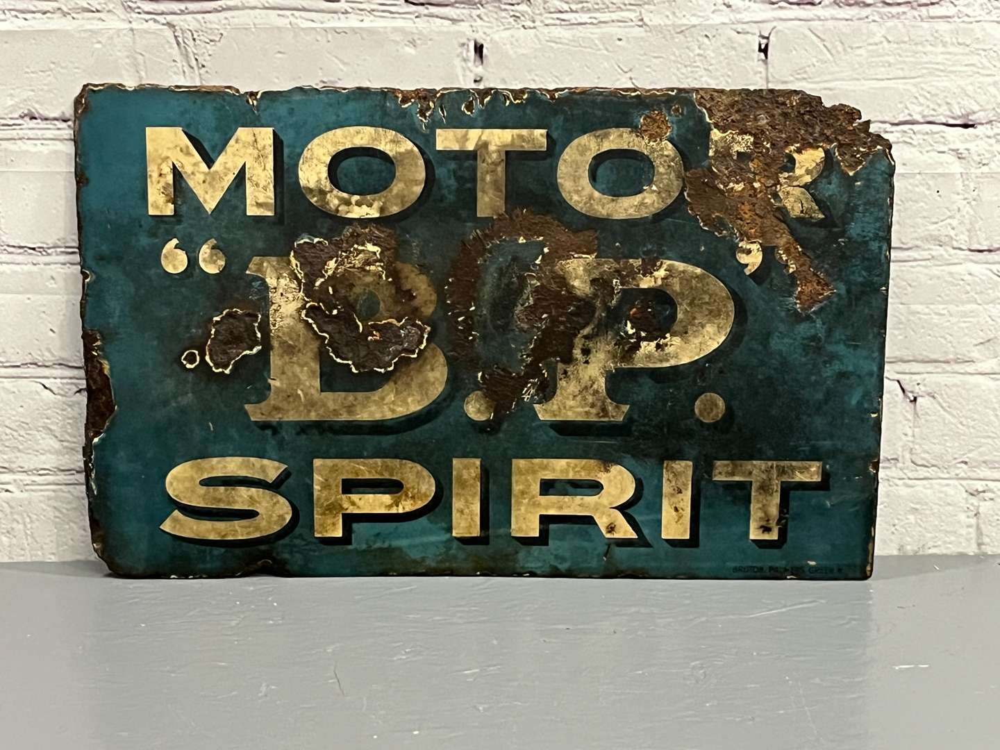 <p>BP Motor Spirit Double Sided Enamel Sign</p>