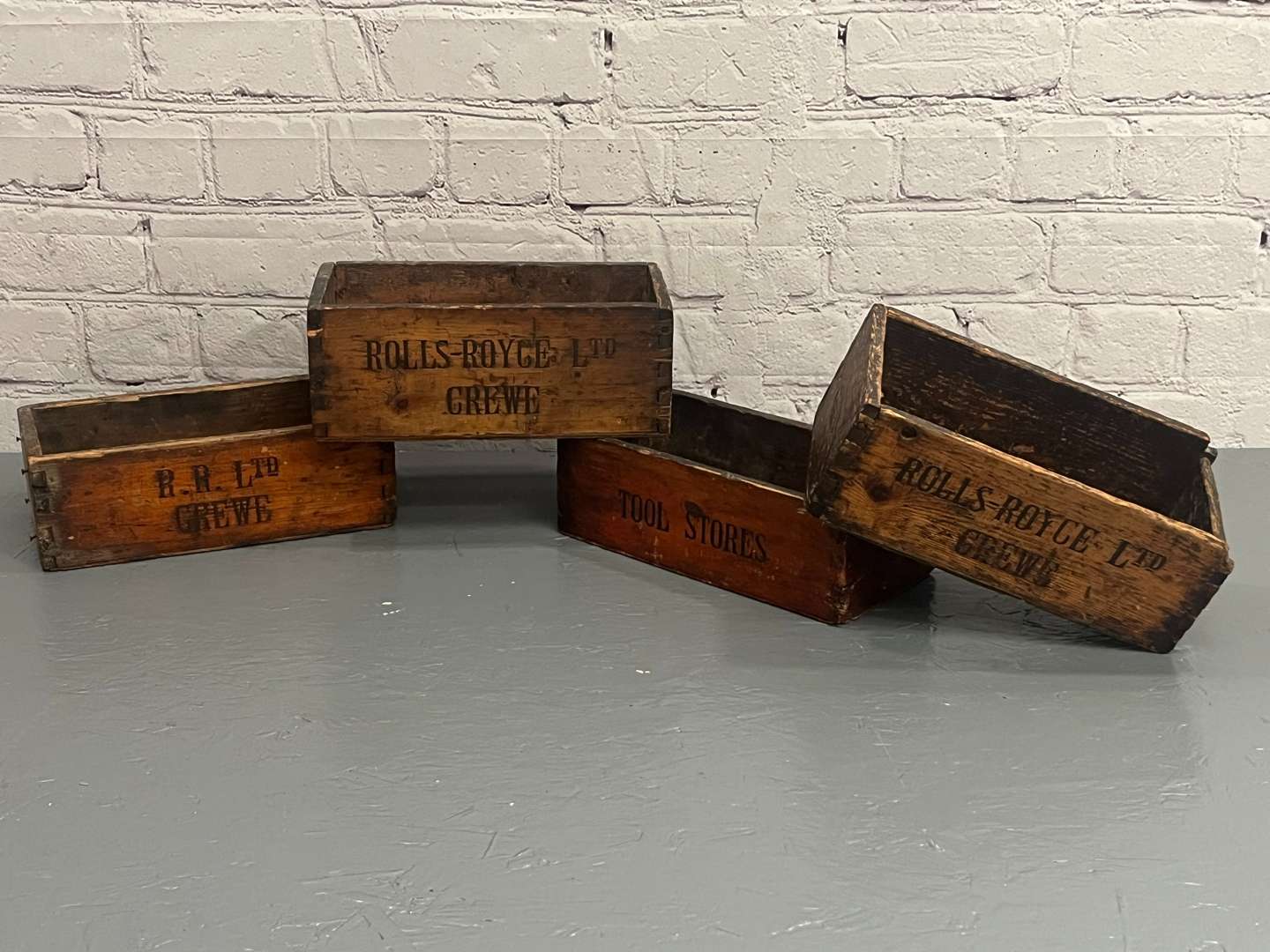 <p>Four Rolls Royce Early Wooden Tool Boxes</p>