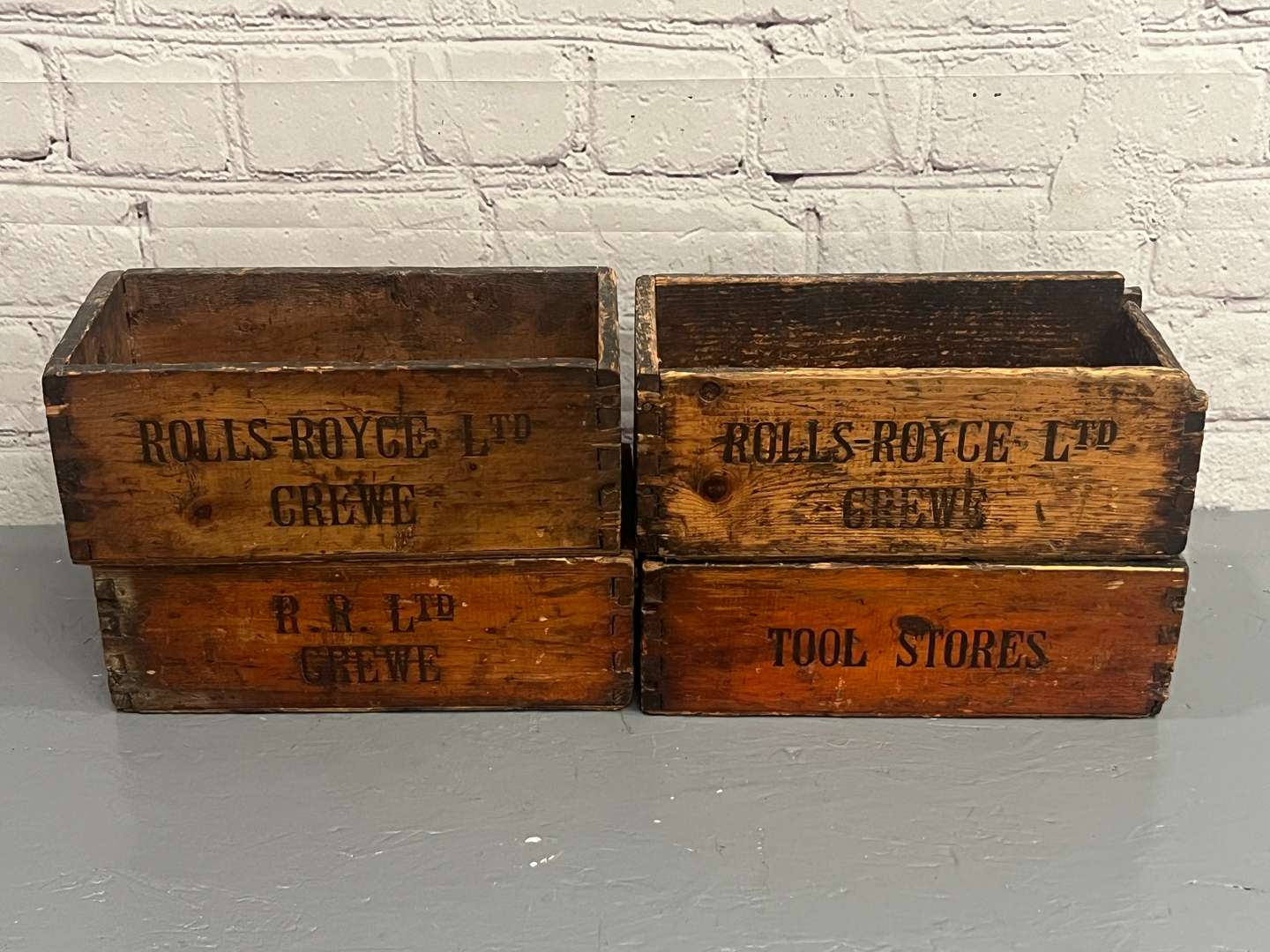 <p>Four Rolls Royce Early Wooden Tool Boxes</p>