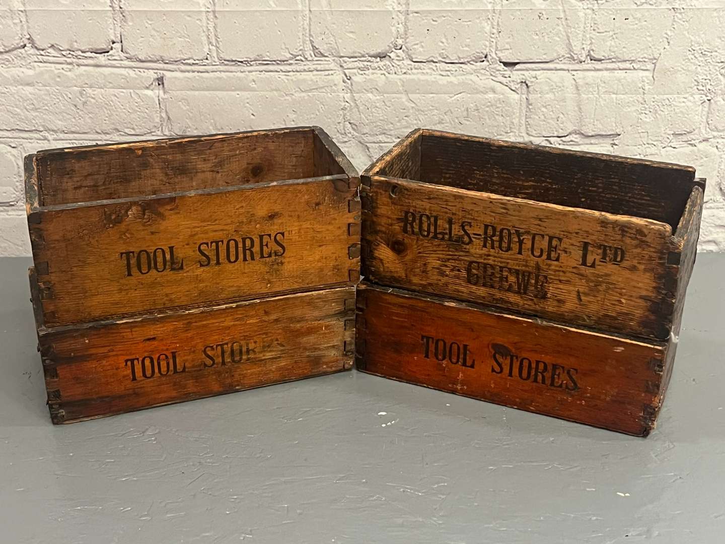 <p>Four Rolls Royce Early Wooden Tool Boxes</p>