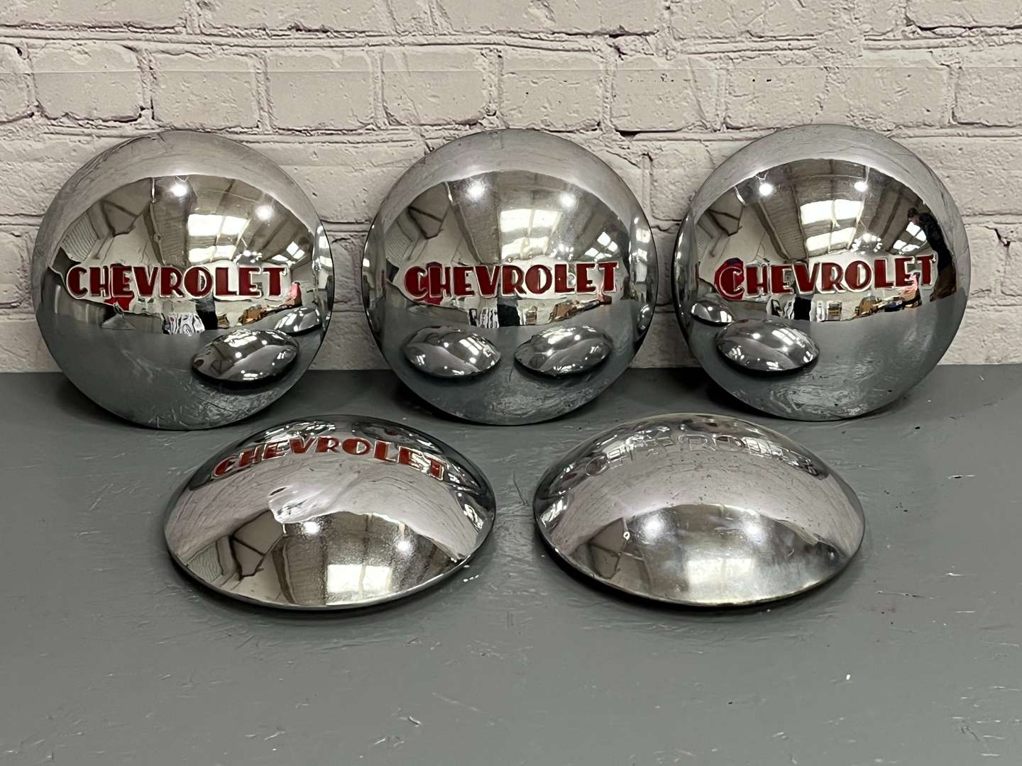 <p>Five Chevrolet Chrome Dome Hub Caps</p>
