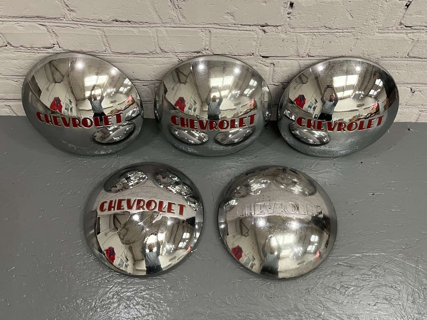 <p>Five Chevrolet Chrome Dome Hub Caps</p>