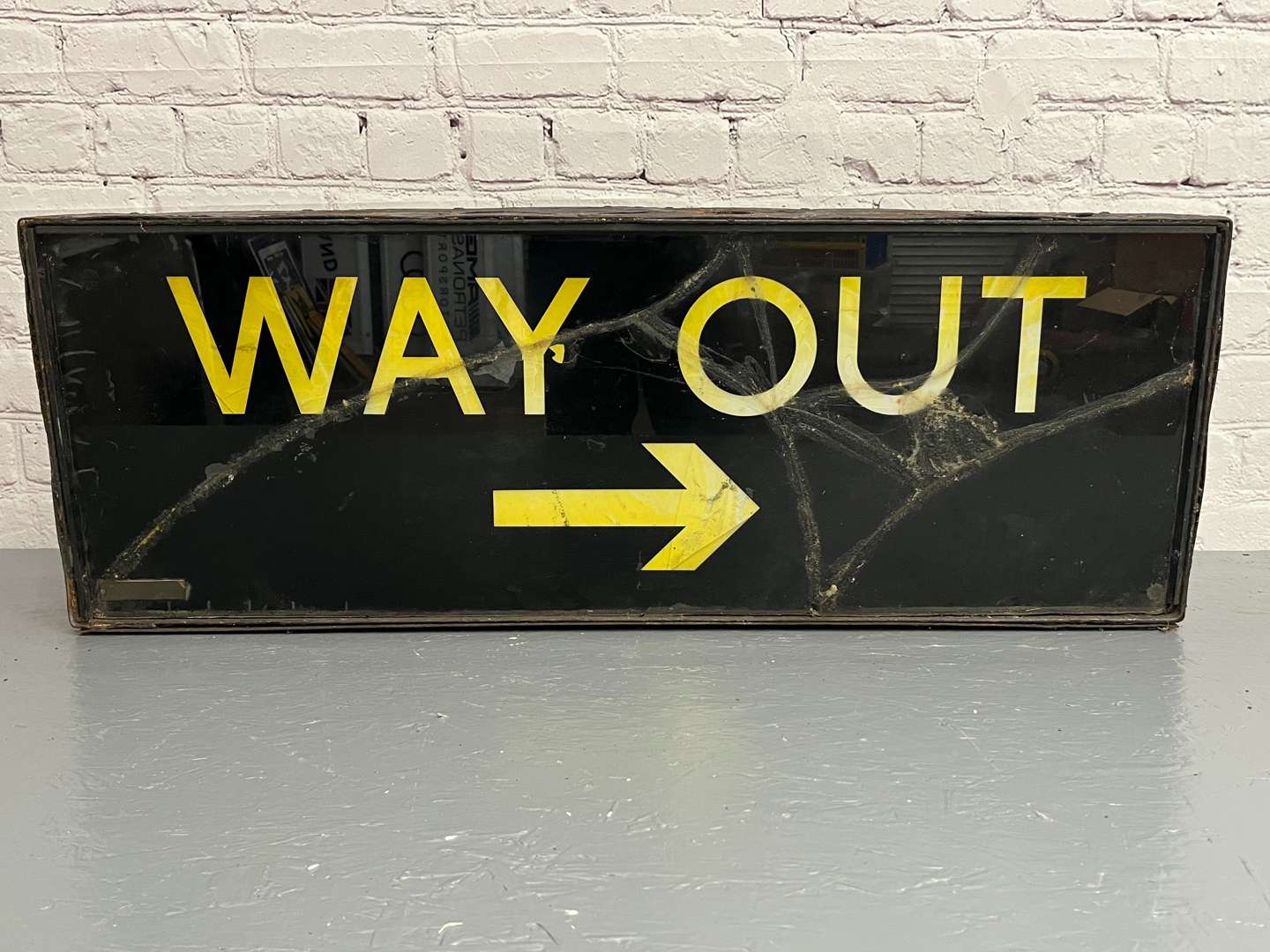 <p>Early Metal Illuminated “Way Out” Sign</p>