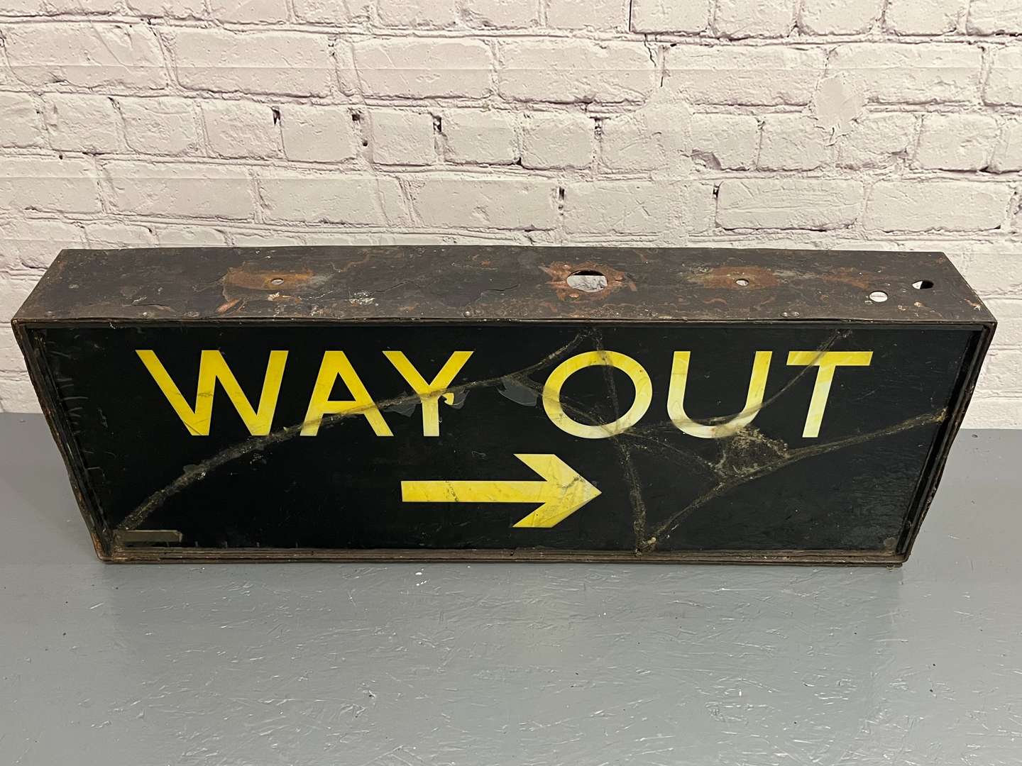 <p>Early Metal Illuminated “Way Out” Sign</p>