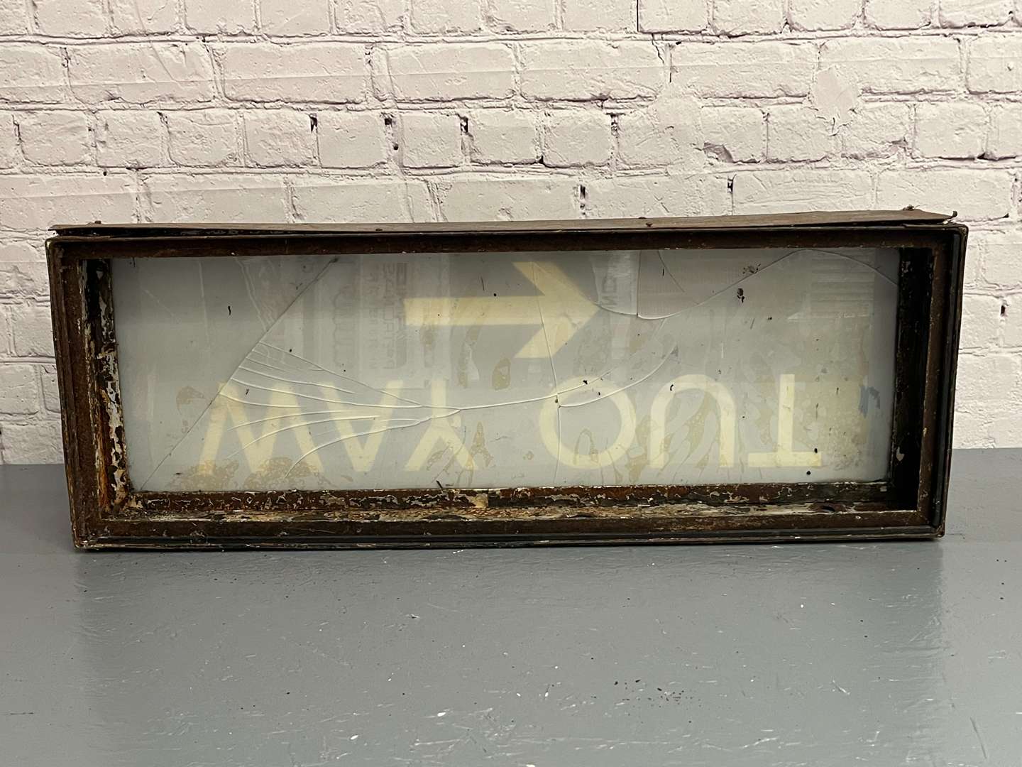 <p>Early Metal Illuminated “Way Out” Sign</p>