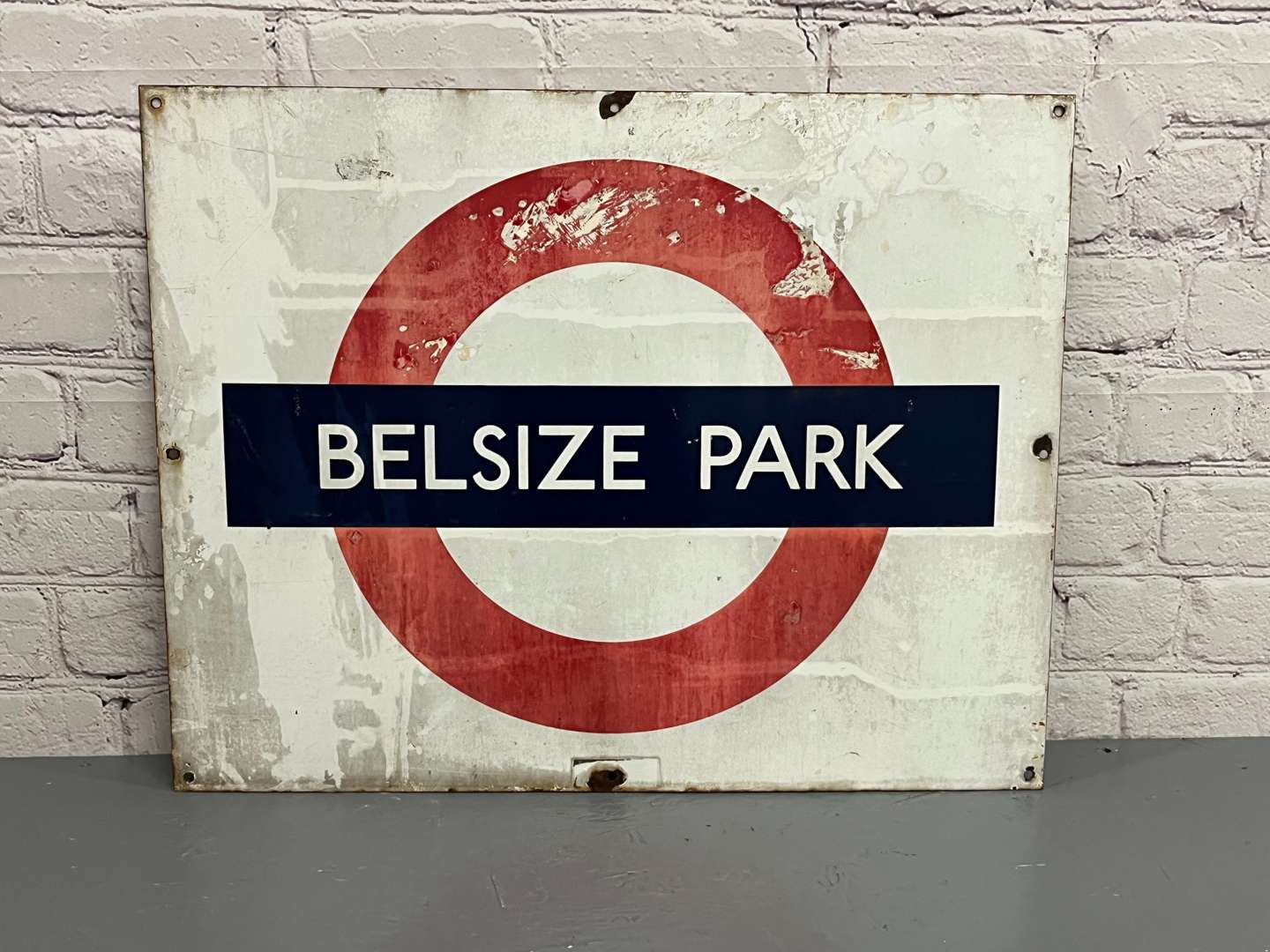 <p>Belsize Park London Underground Enamel Sign&nbsp;</p>
