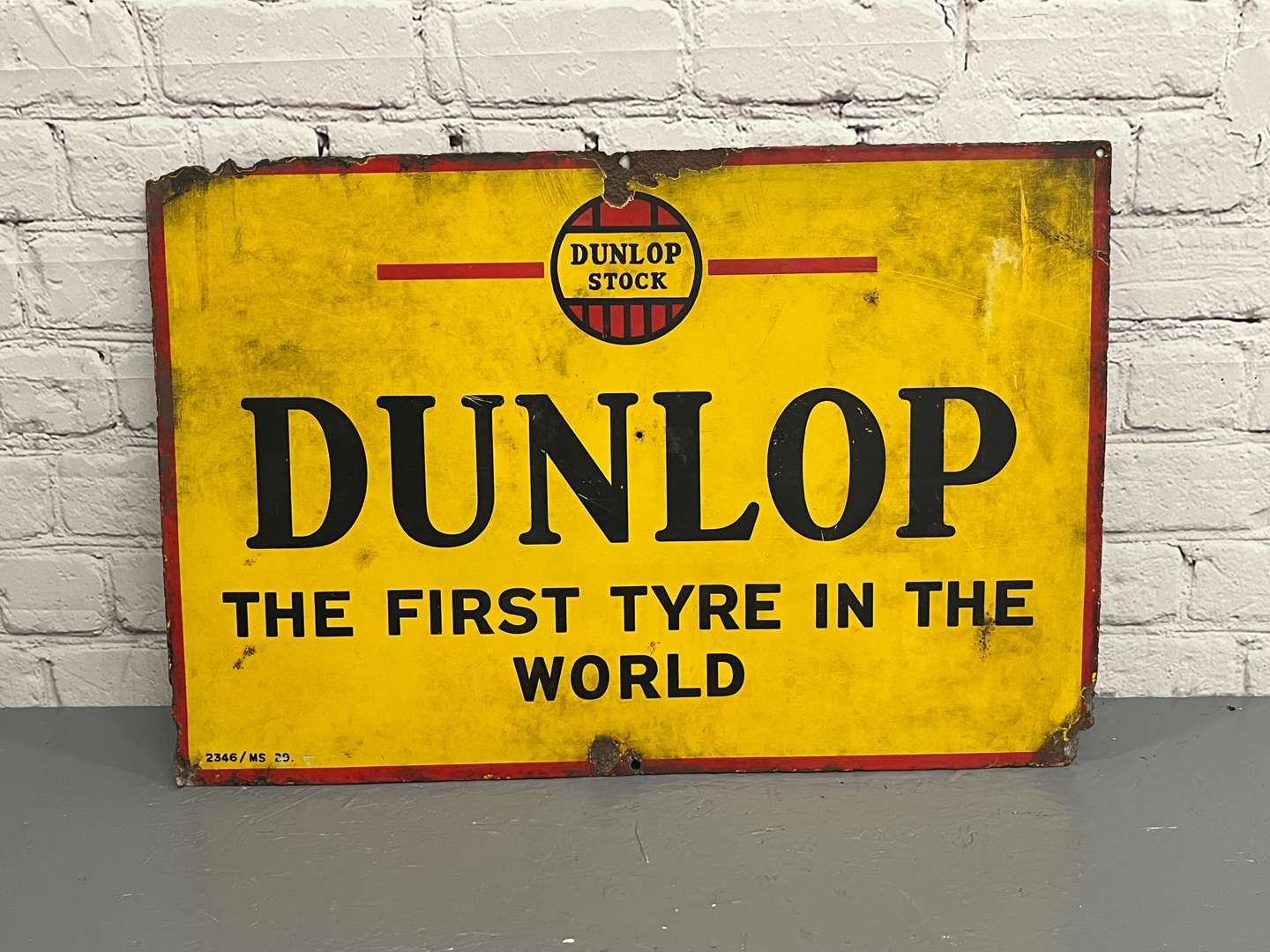 <p>Dunlop “The First Tyre In The World ” Enamel Sign</p>
