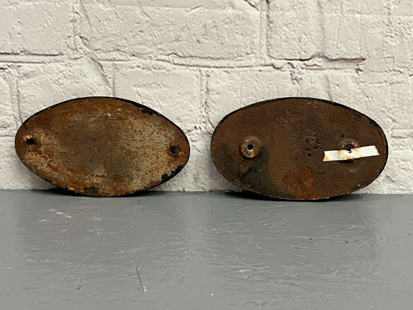 <p>Two Cast Iron Wagon Plates Dated 1938</p>
