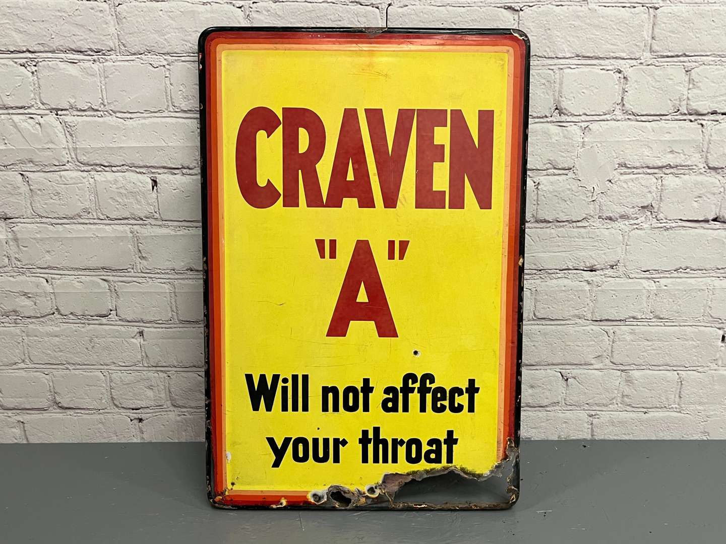 <p>Craven A Will Not Affect Your Troat Enamel Sign</p>