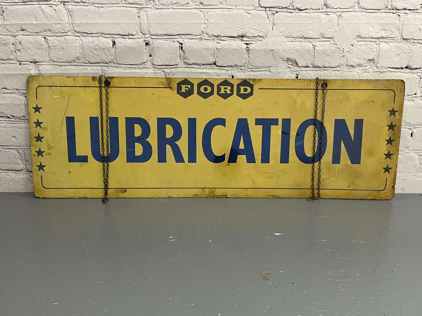 <p>Ford Lubrication Double Sided Hanging Dealership Sign</p>