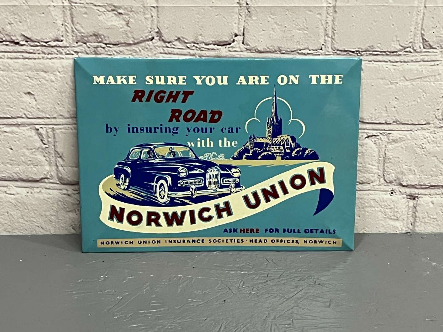 <p>Norwich Union Insurance 1940/50's Metal Counter Top Advertising Display</p>