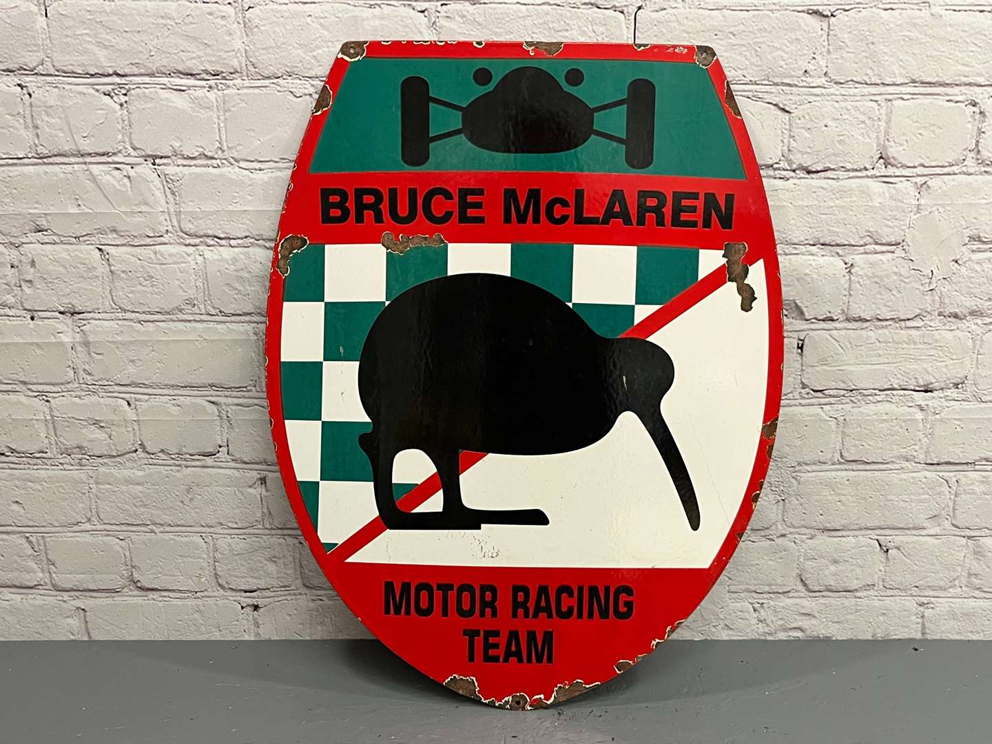 <p>Bruce Mclaren Motor Racing Team Shield Sign</p>