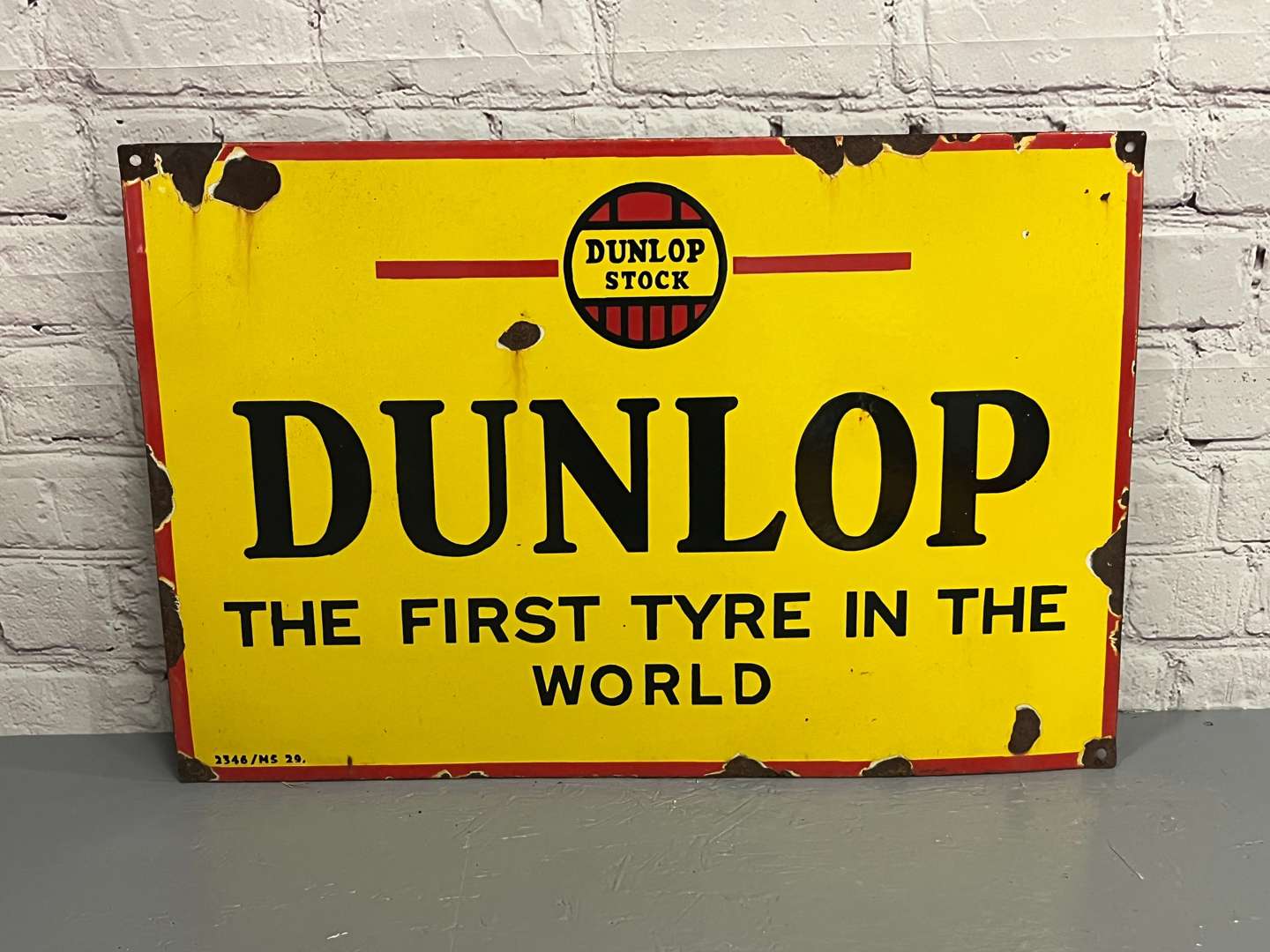 <p>Dunlop “The First Tyre In The World” Enamel Sign</p>