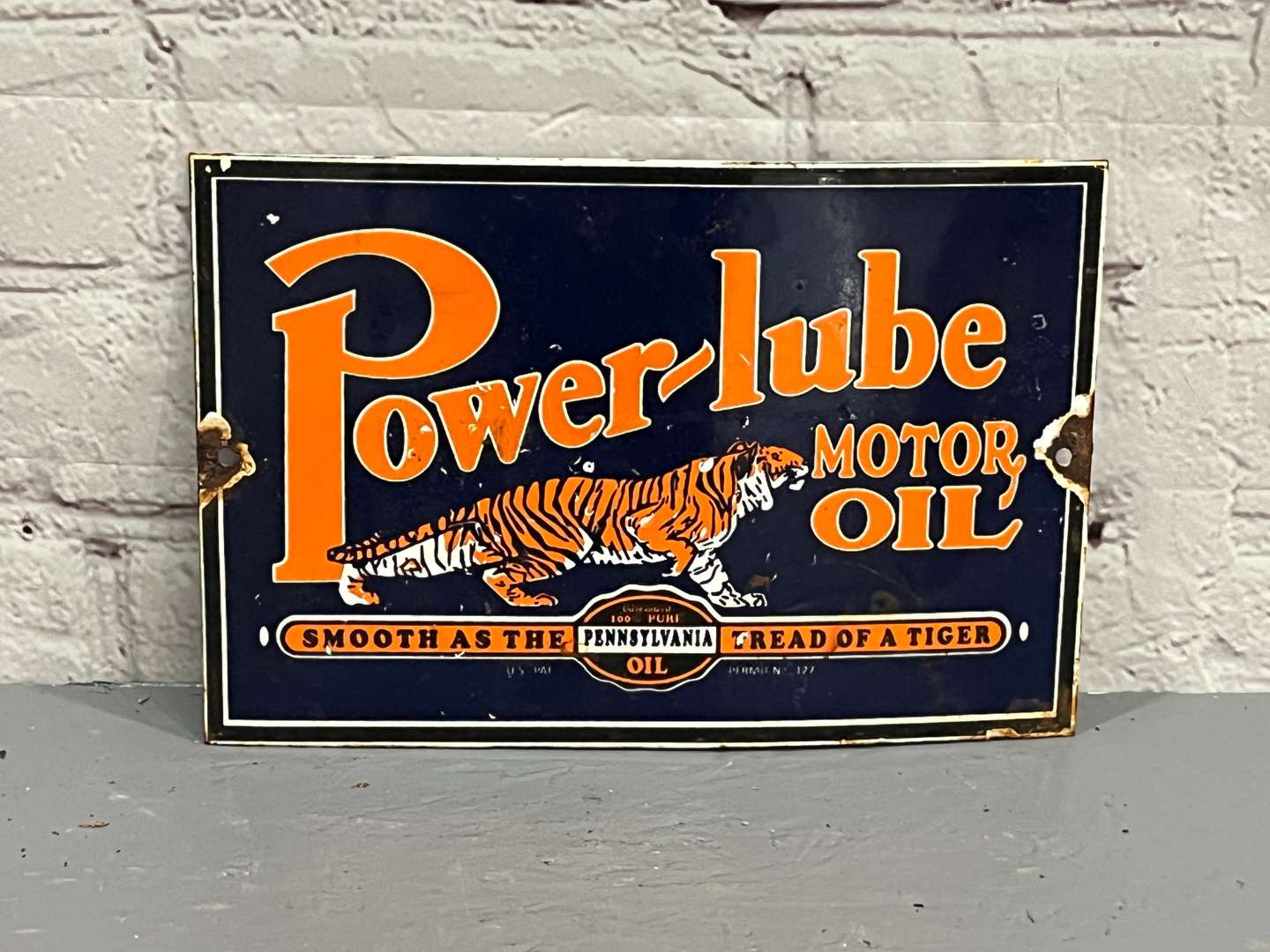 <p>Power Lube Motor Oil Enamel Sign</p>