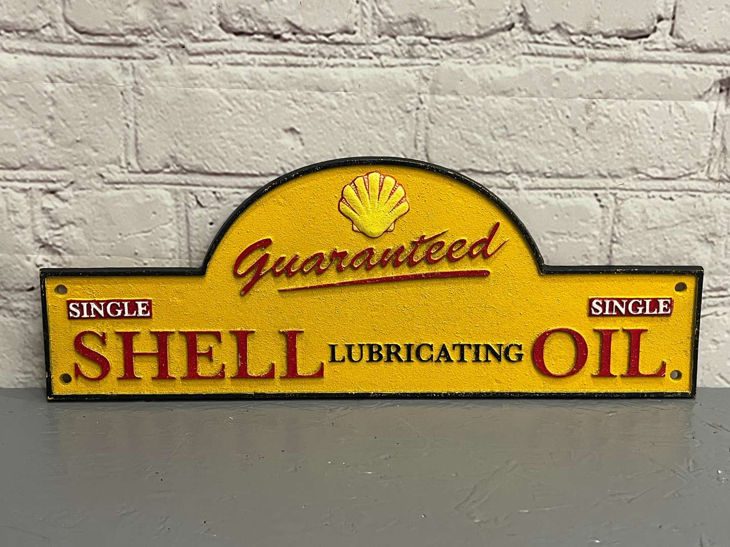 <p>Shell Lubricating Oil Cast Iron Sign</p>