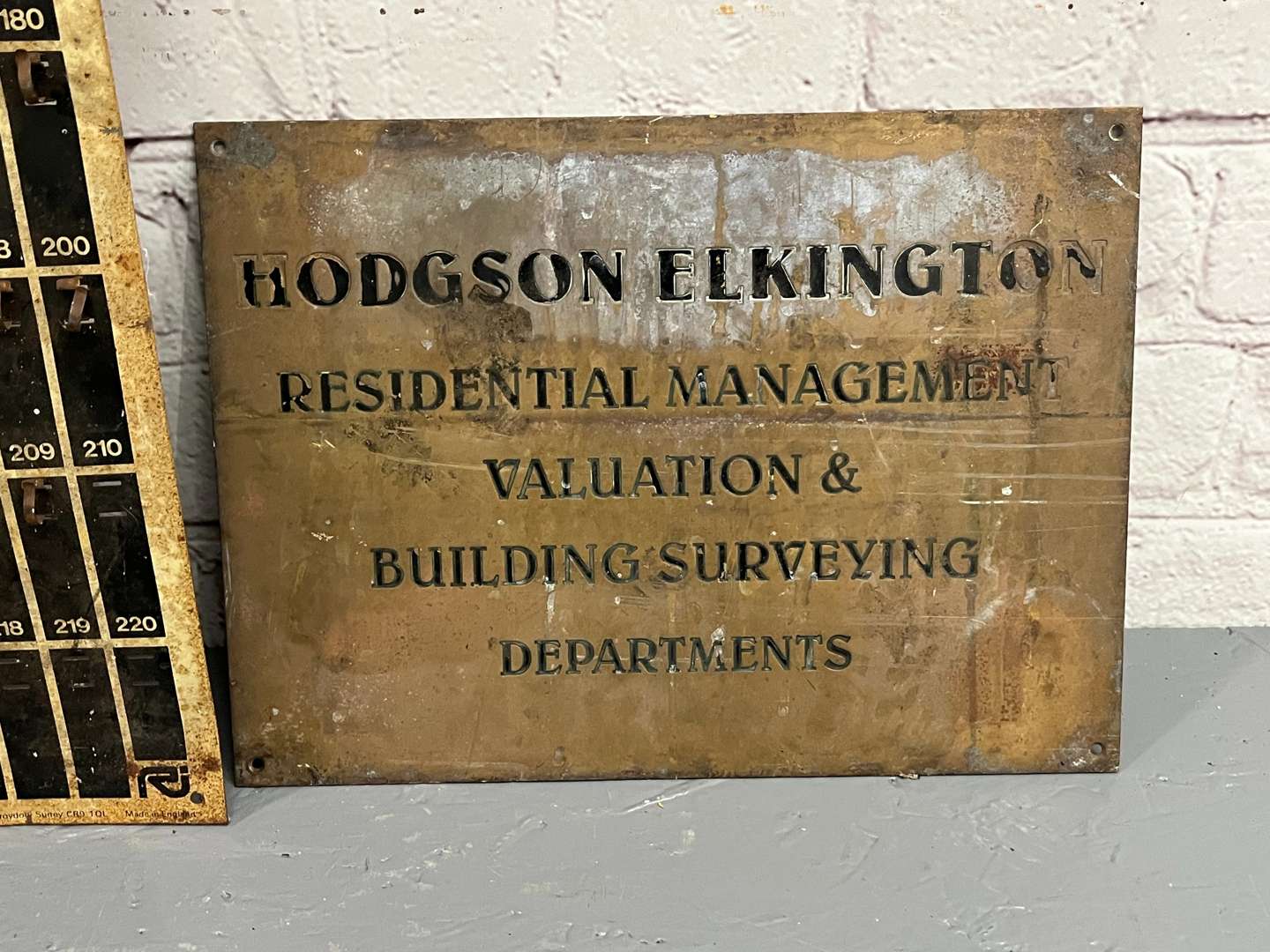 <p>Tin Romac Key Board and Bronze Residential Management Sign (2)</p>