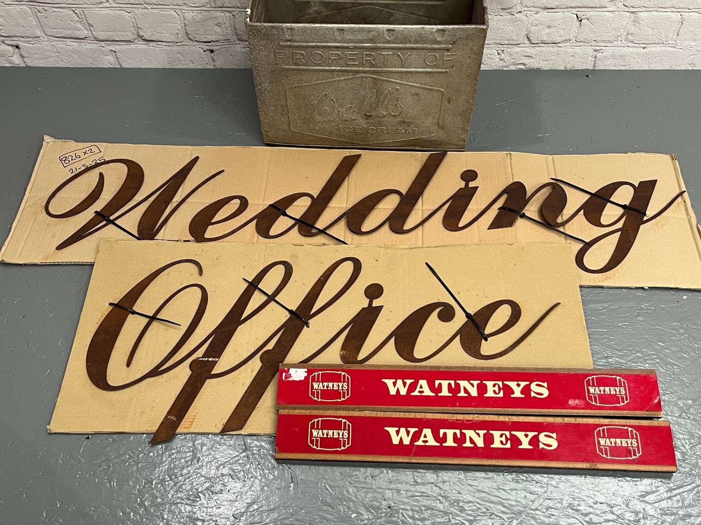 <p>Mixed Lot of Signs Walls Ice Cream Can Etc</p>