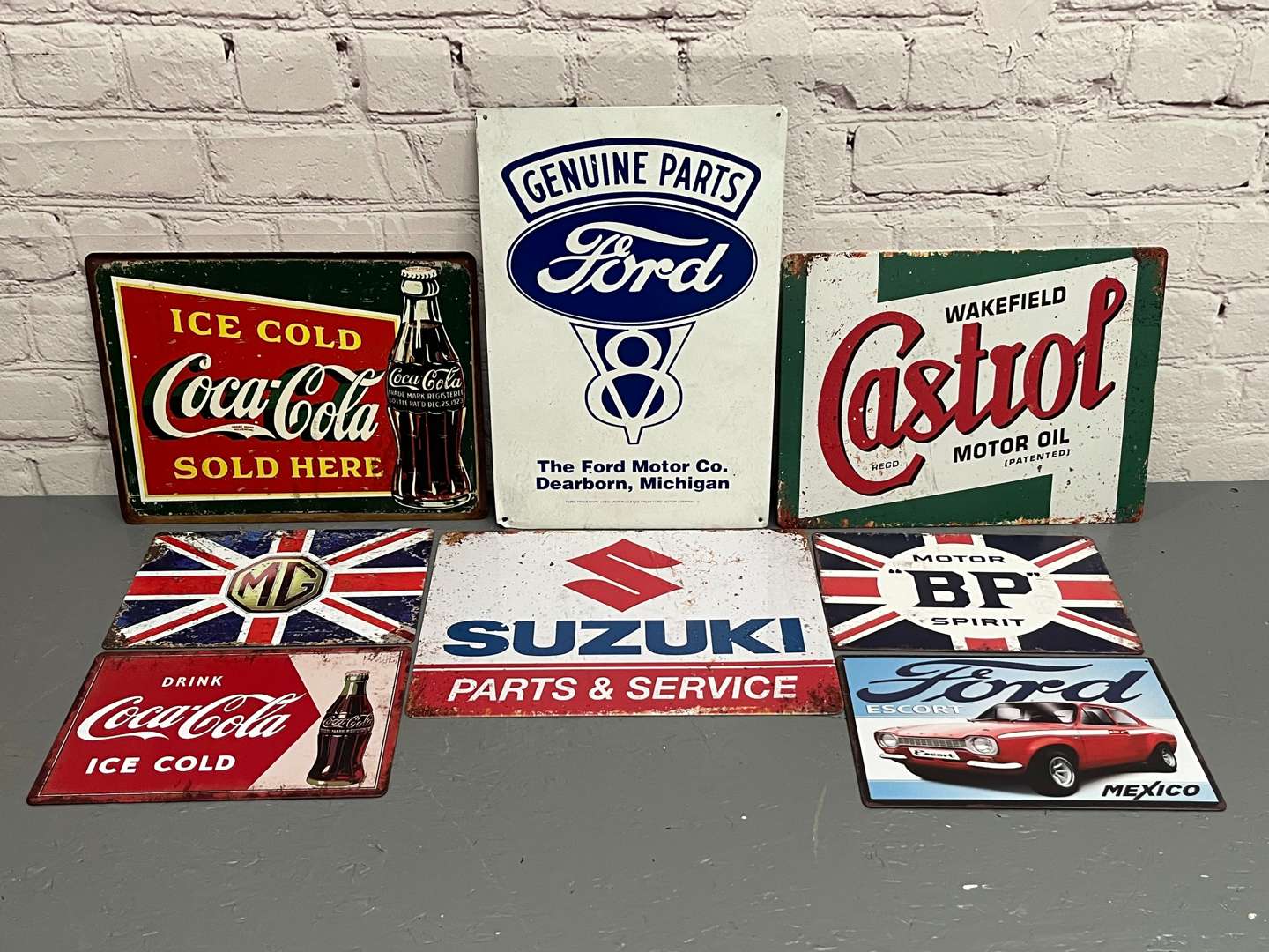 <p>Eight Motoring Related Reproduction Signs</p>